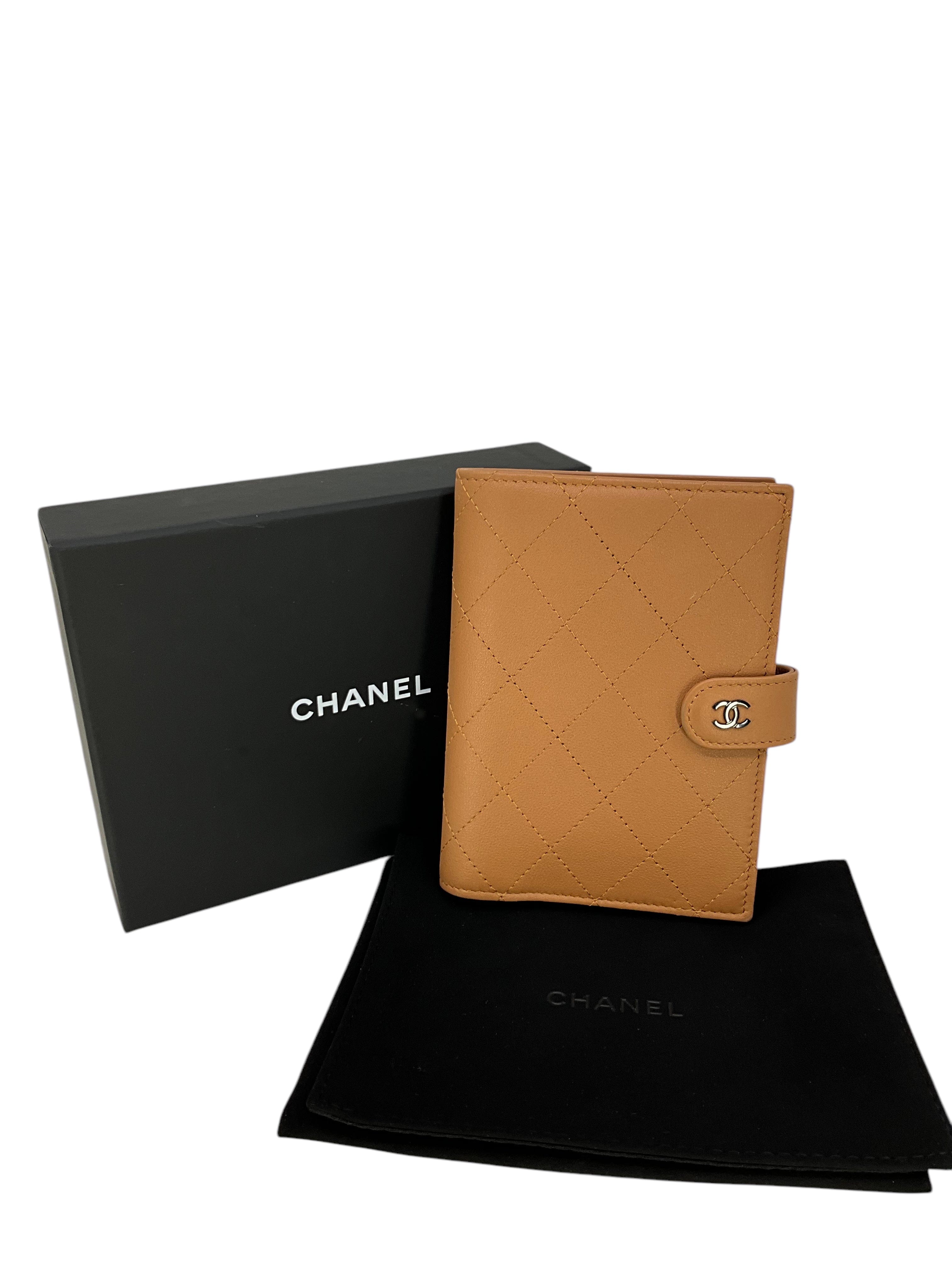 CHANEL Quilted Leather CC Logo Passport Holder Wallet