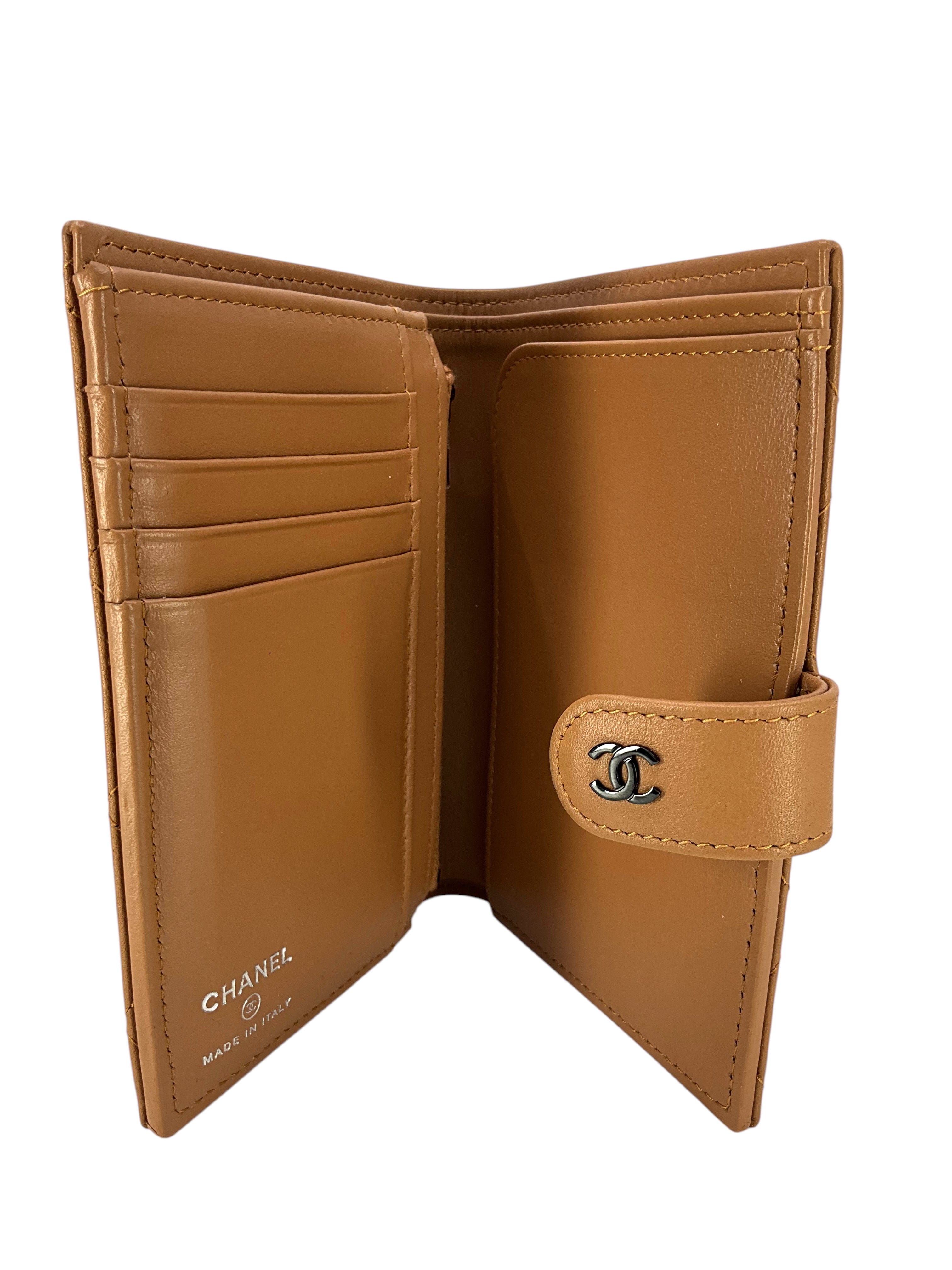 CHANEL Quilted Leather CC Logo Passport Holder Wallet