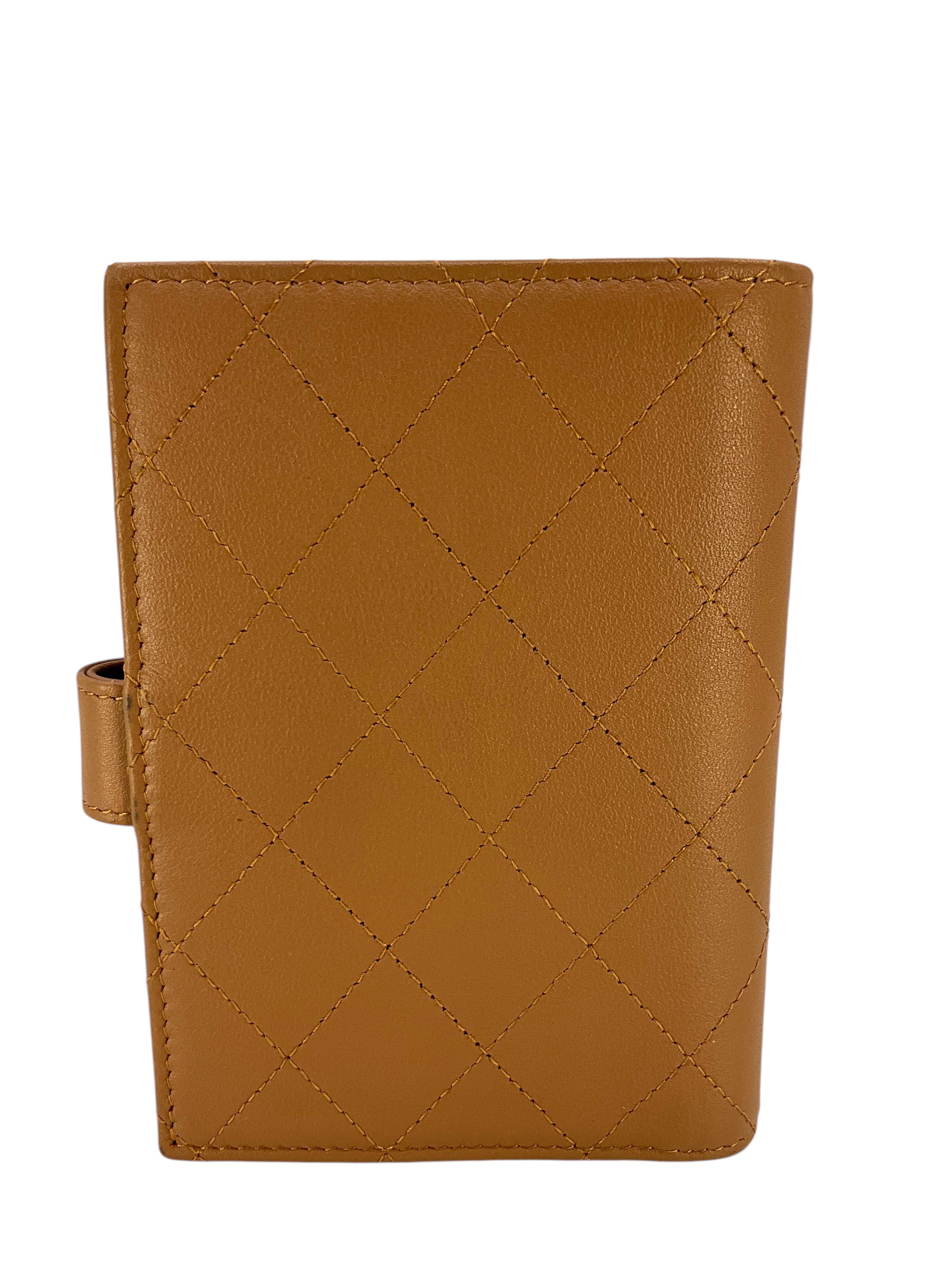 CHANEL Quilted Leather CC Logo Passport Holder Wallet