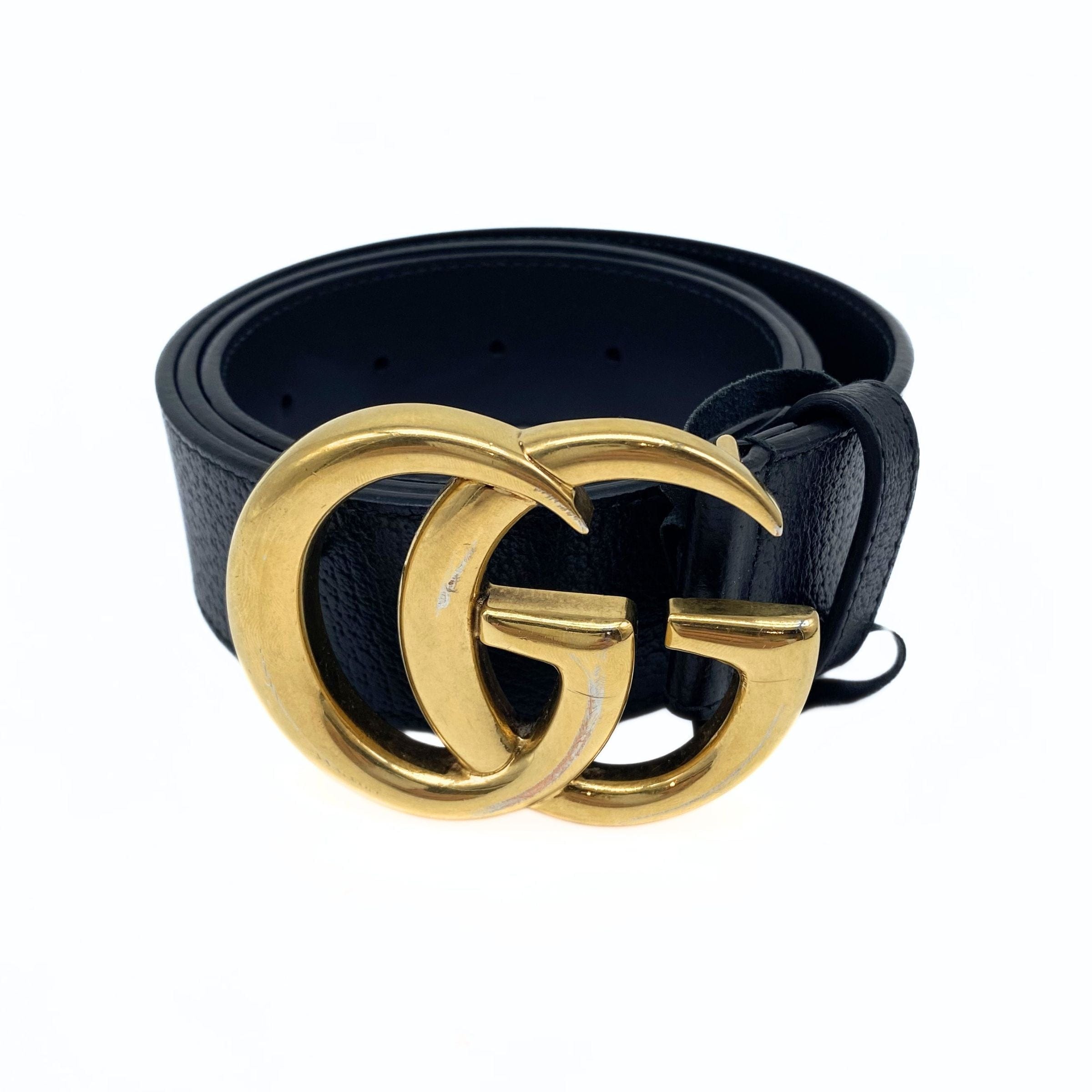 Gucci Black Gold Marmont Wide Belt