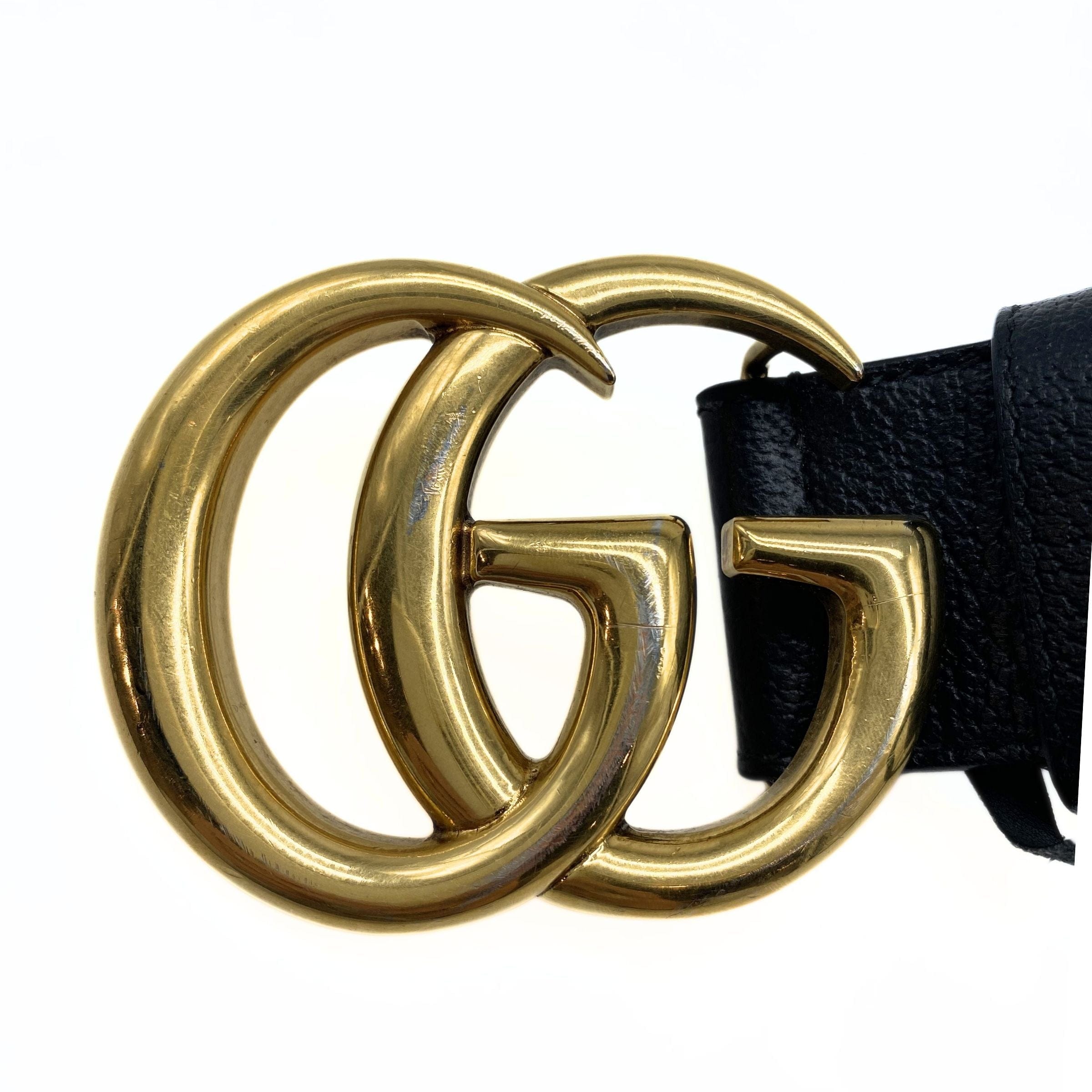 Gucci Black Gold Marmont Wide Belt