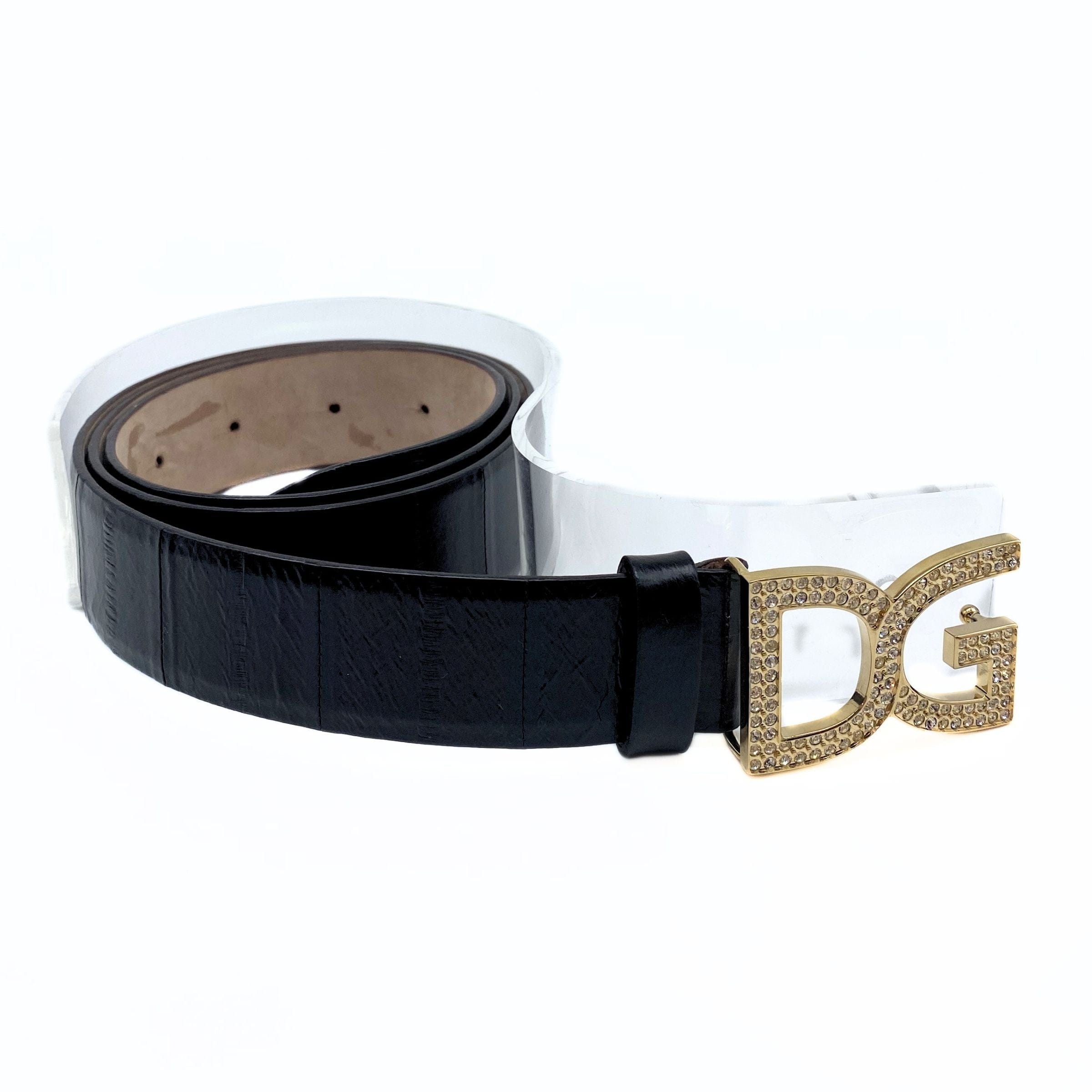 Dolce and Gabbana Black Gold Crystals Buckle Belt