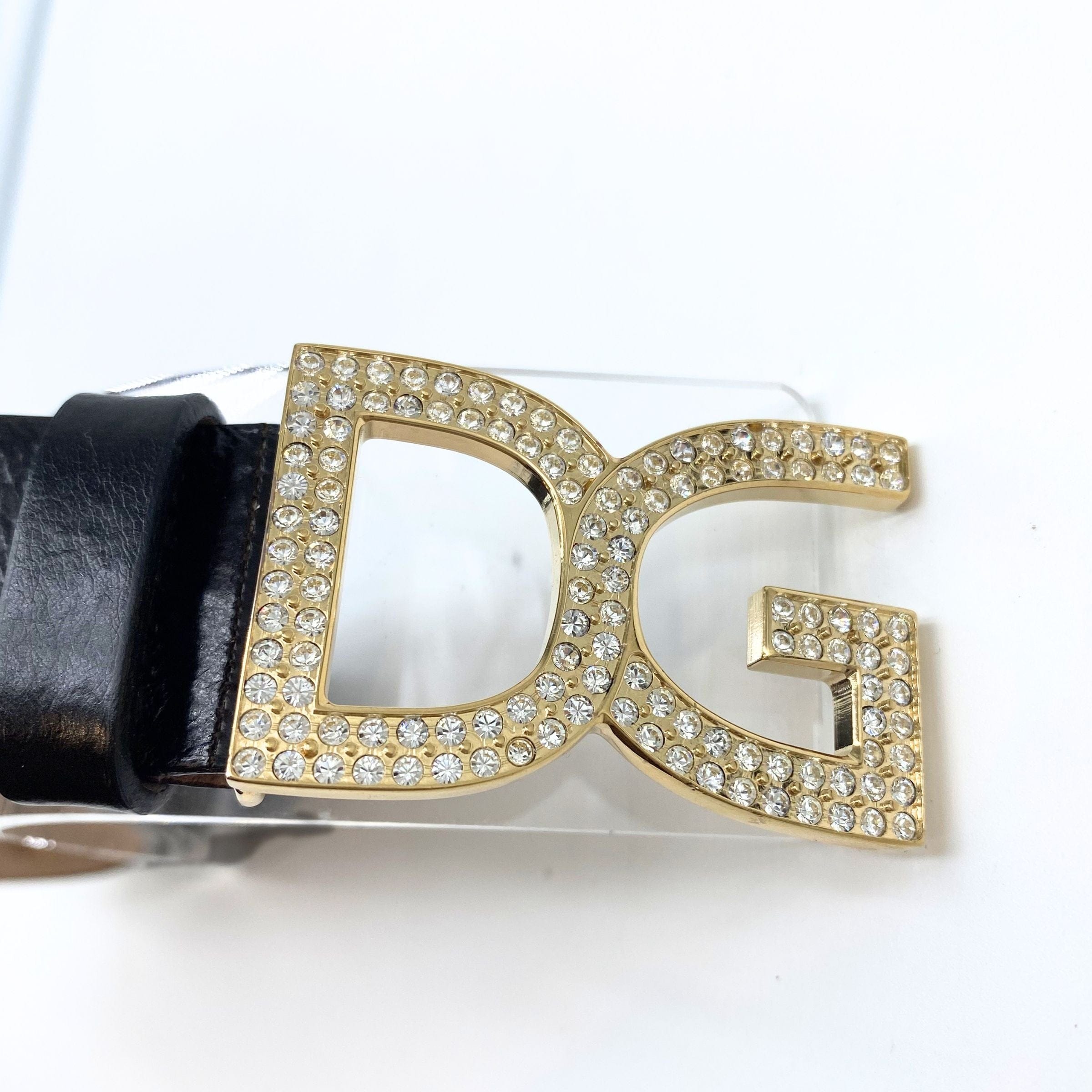 Dolce and Gabbana Black Gold Crystals Buckle Belt