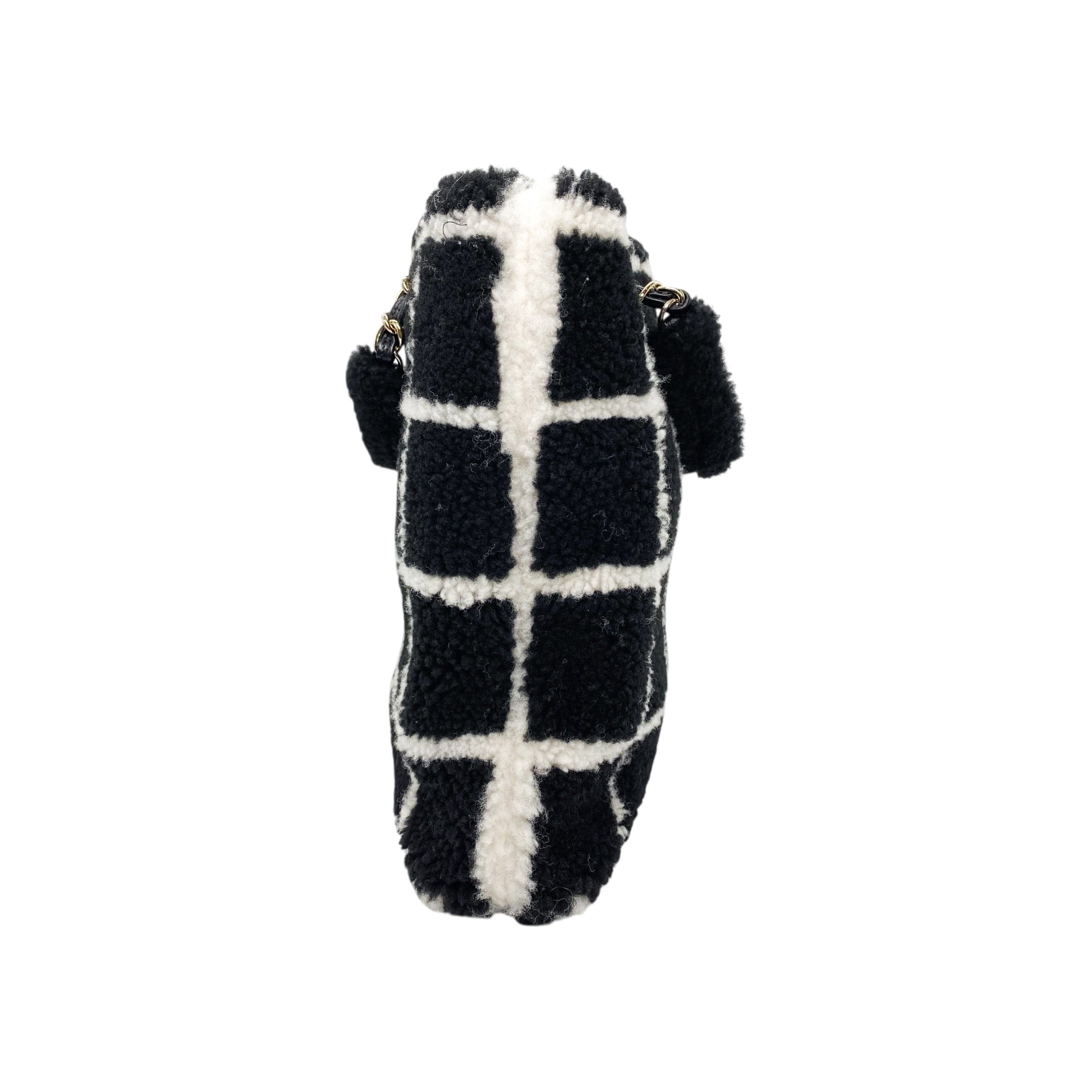 Chanel Black White Shearling Grid Tote bag