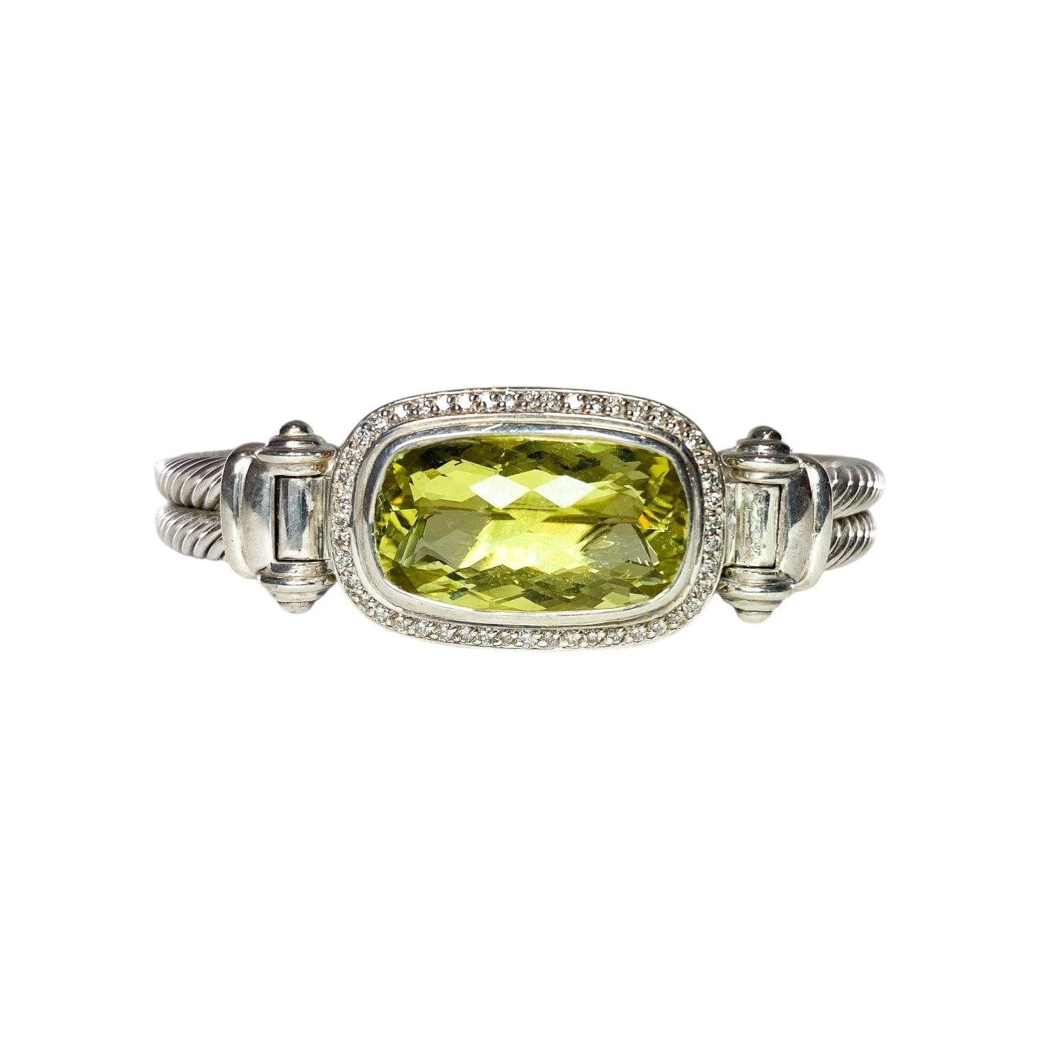 David Yurman Noblesse Diamond Citrine 925 Sterling Silver Double Band Bracelet