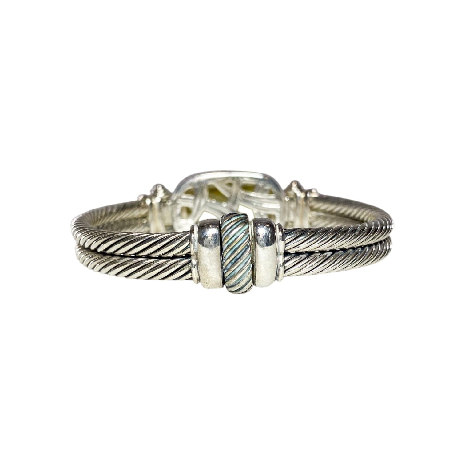 David Yurman Noblesse Diamond Citrine 925 Sterling Silver Double Band Bracelet