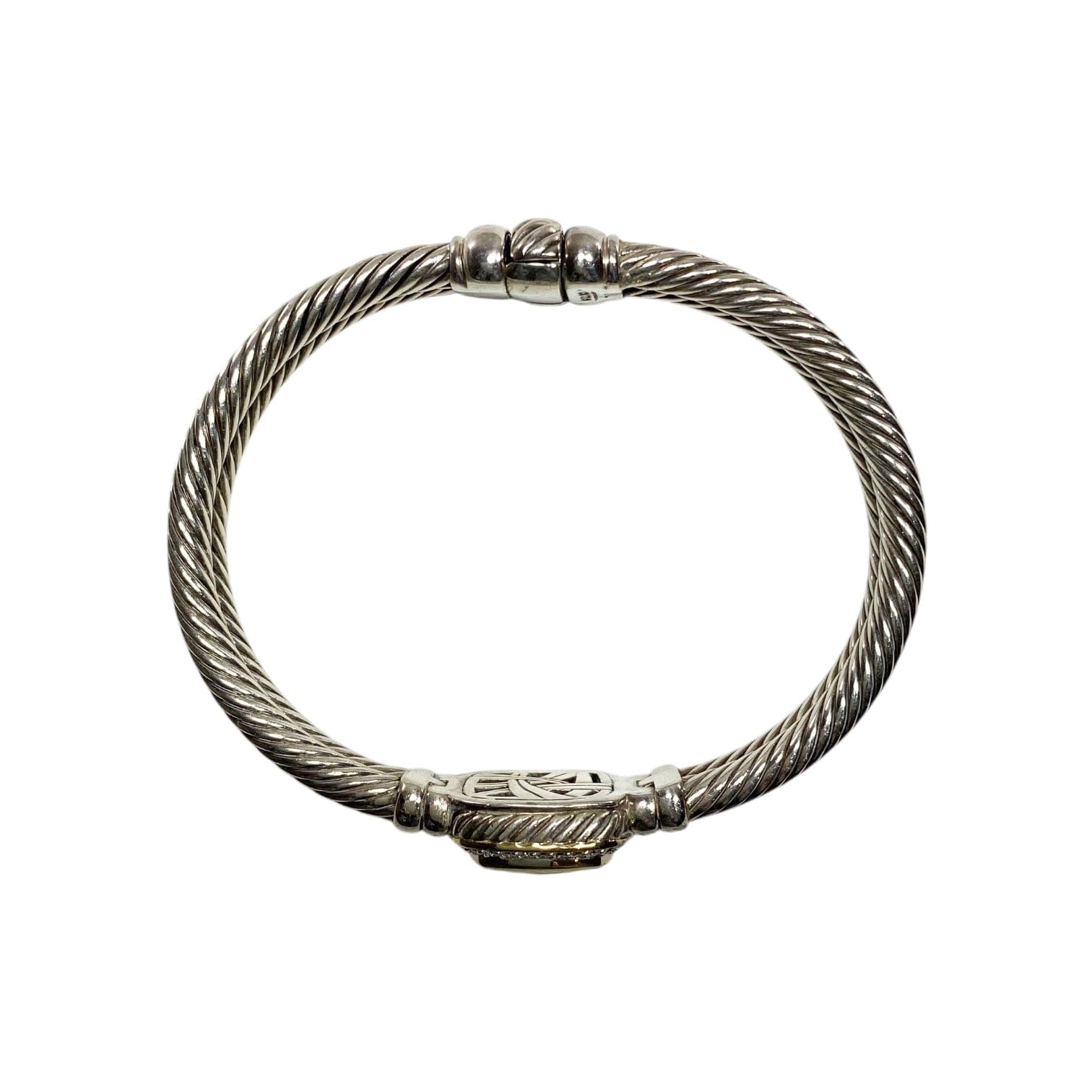 David Yurman Garnet Diamond 18k Gold Sterling Silver Double Cable Bracelet