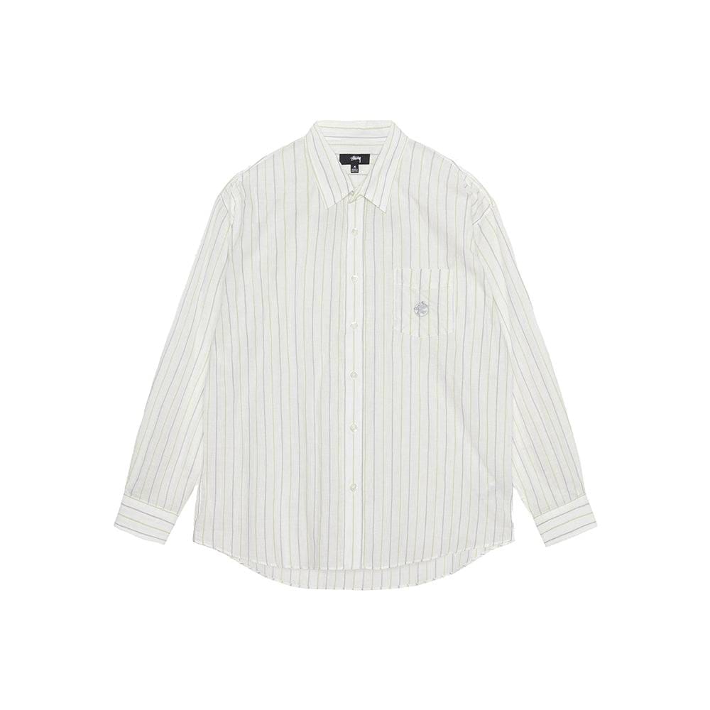 Stüssy Classic Shirt Striped Cotton Linen - White