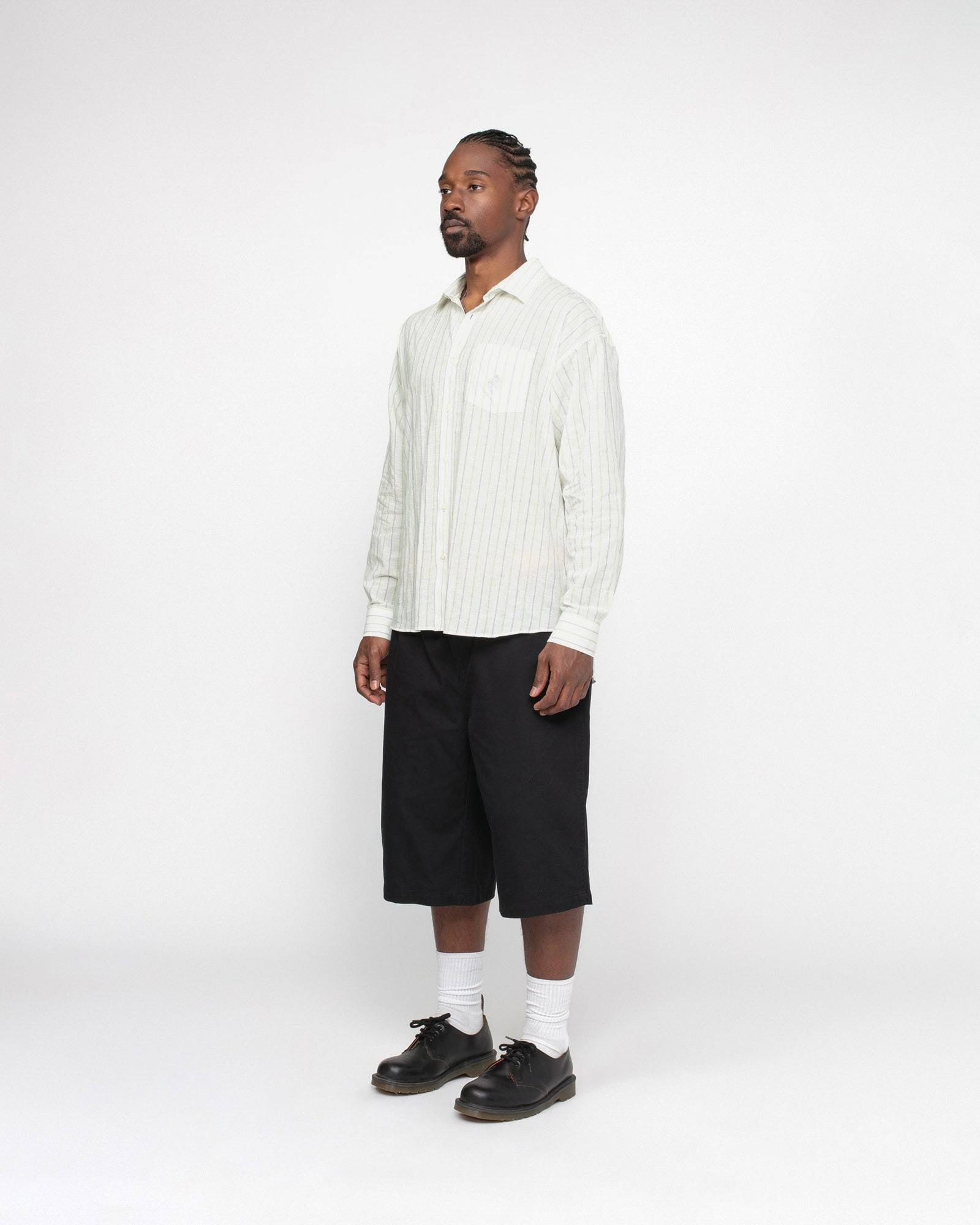 Stüssy Classic Shirt Striped Cotton Linen - White