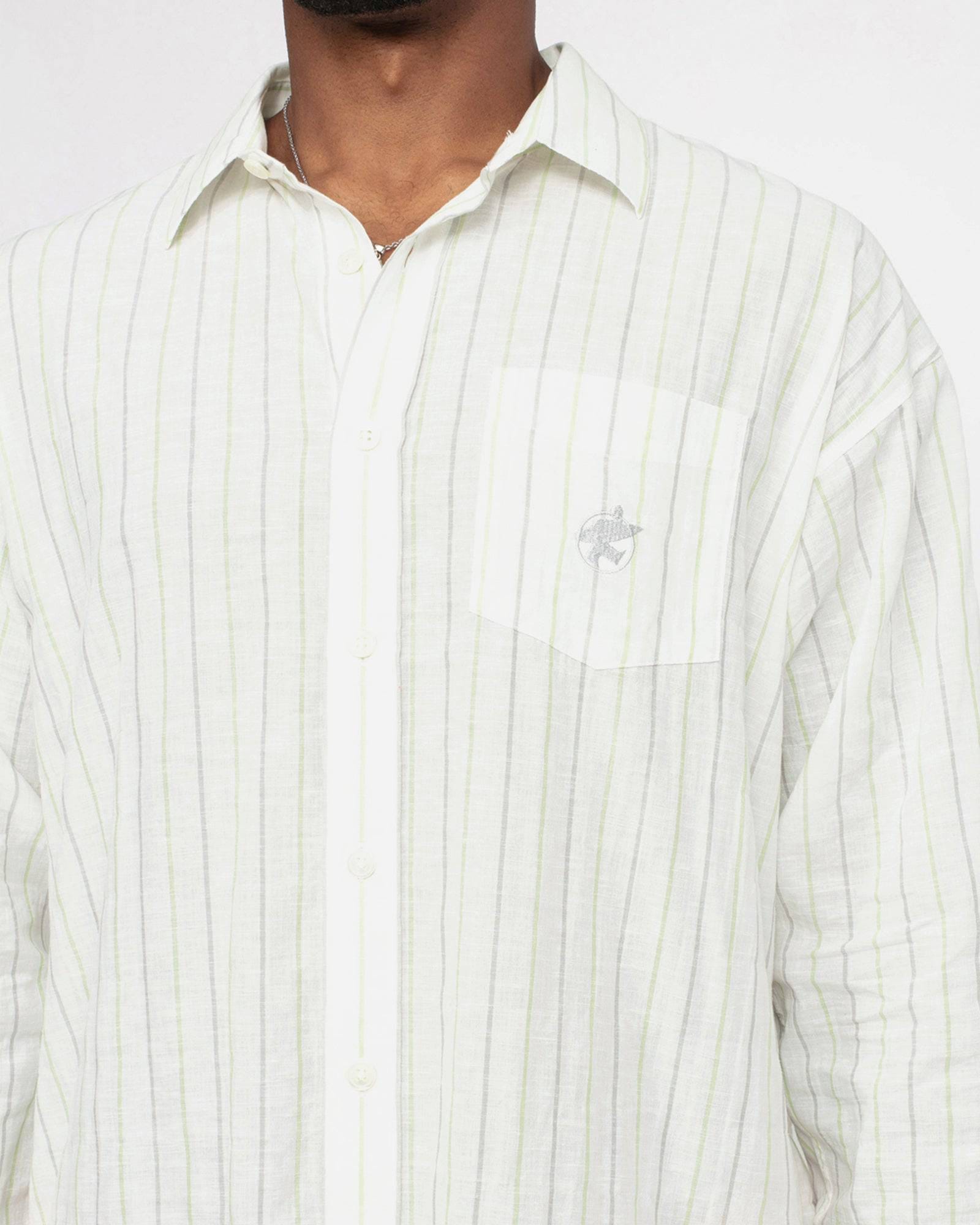 Stüssy Classic Shirt Striped Cotton Linen - White