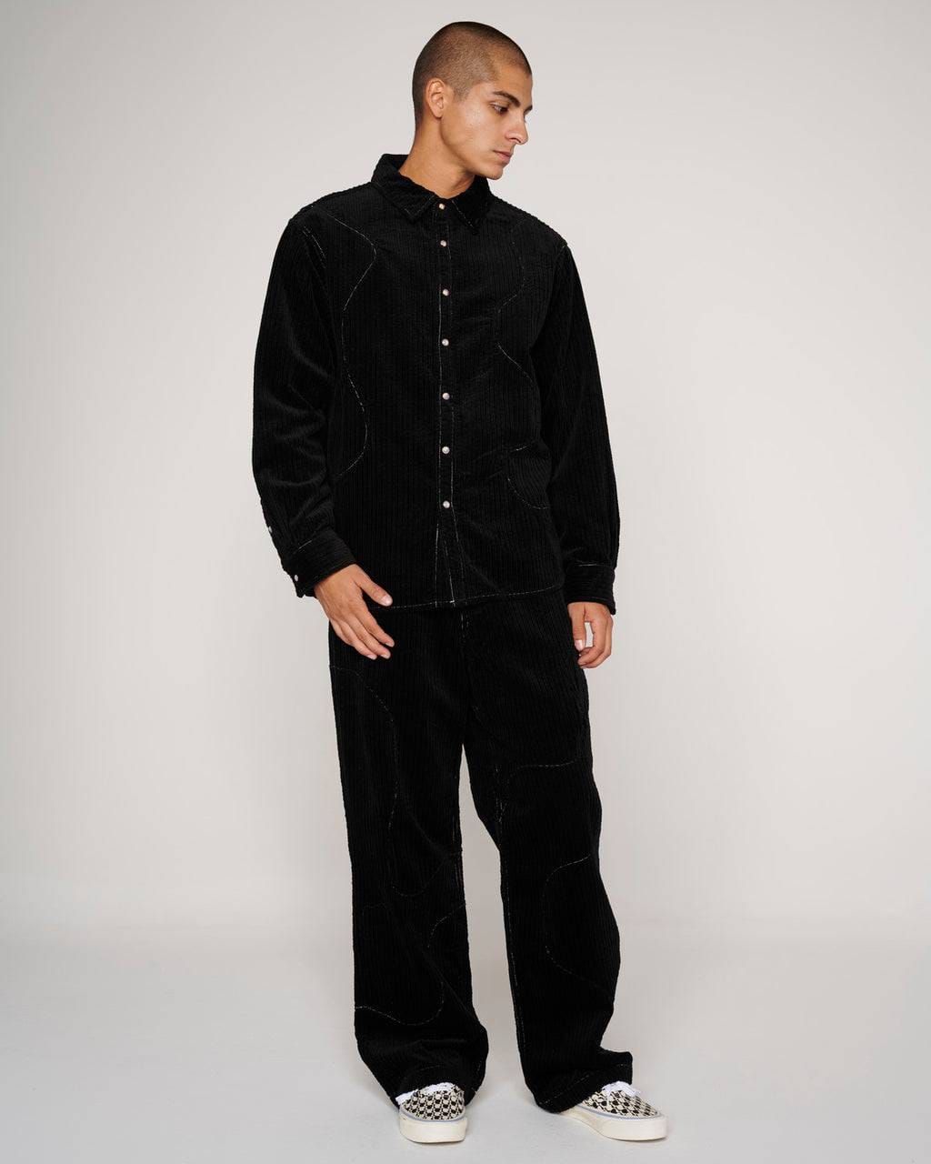 Brain Dead Organic Panel Ranch Shirt - Black