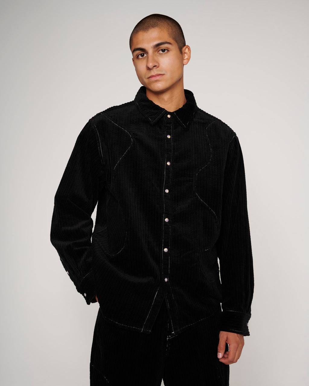 Brain Dead Organic Panel Ranch Shirt - Black