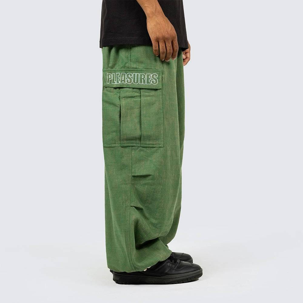 Pleasures Visitor Wide Fit Cargo Pants - Green
