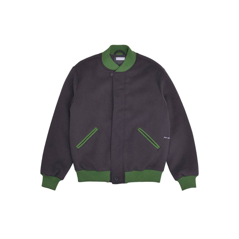 Pop Trading Company Pop Varsity Jacket - Charcoal/Foliage