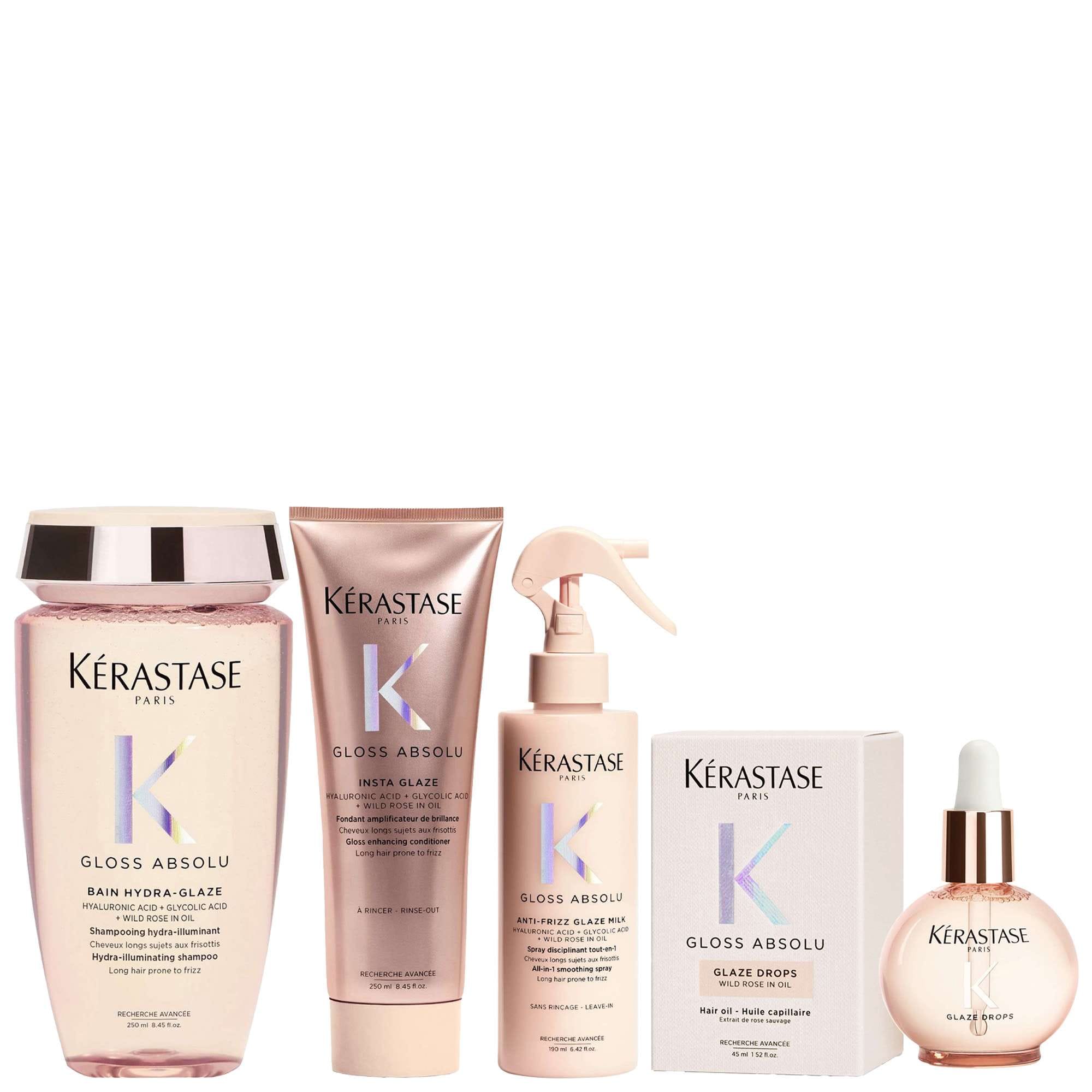 Kérastase Set: Gloss Absolu Shampoo, Conditioner, Hair Treatment Spray and Glaze Drops