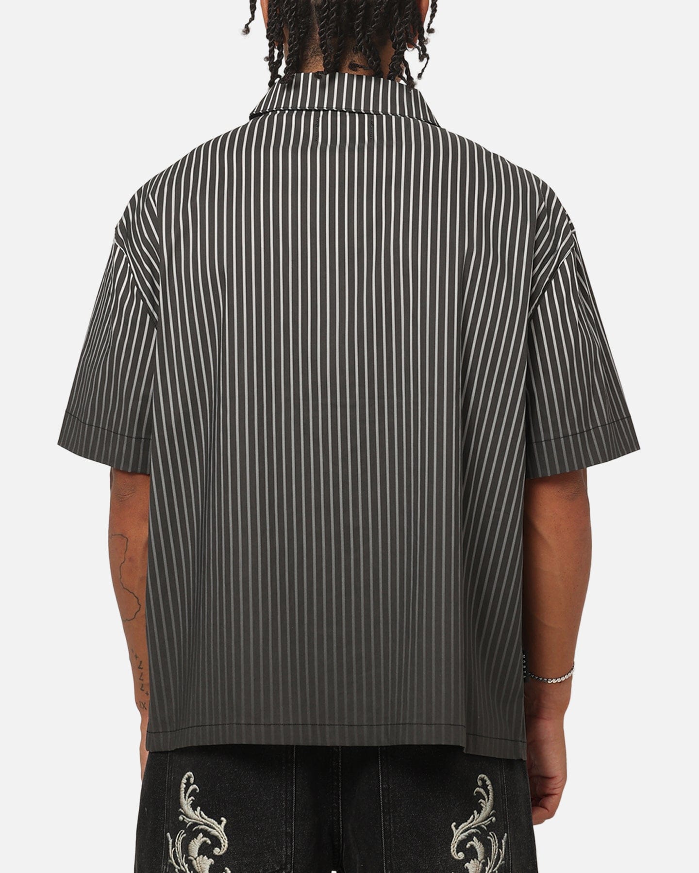 Saint Morta Vela Pinstripe Button Up Shirt Black/White