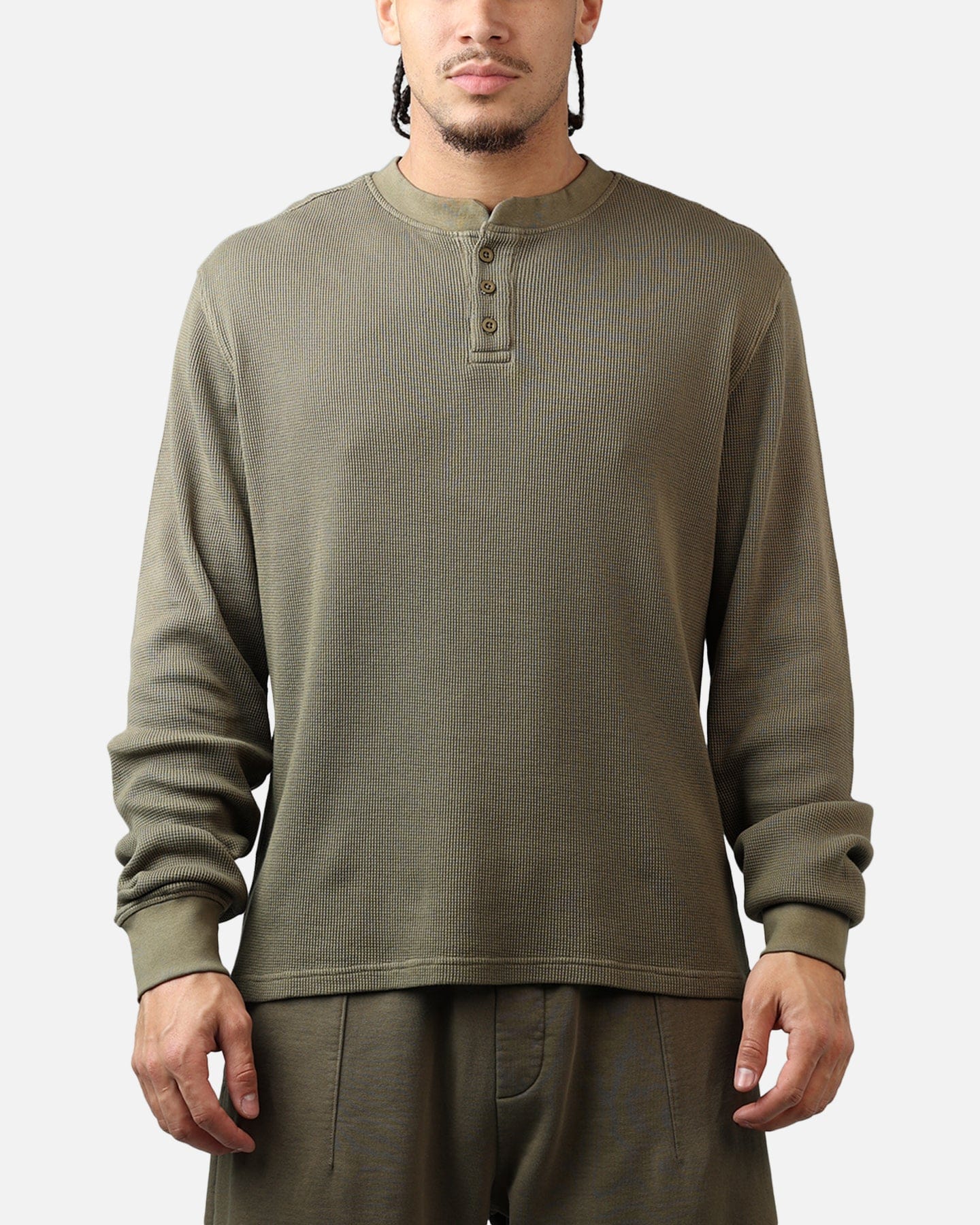 American Thrift Waffle Henley Shirt Washed Olive