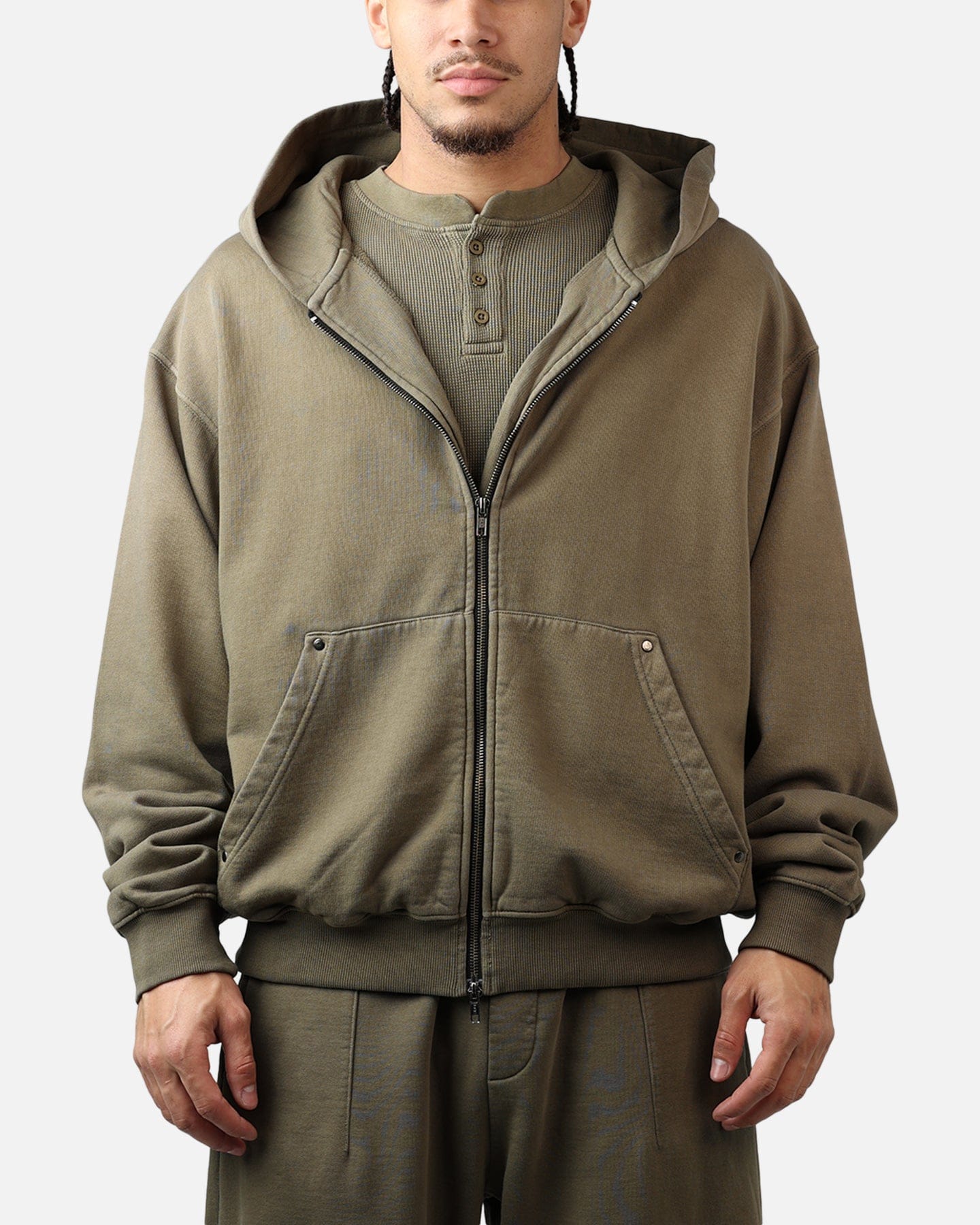 American Thrift Zip Hoodie Washed Olive