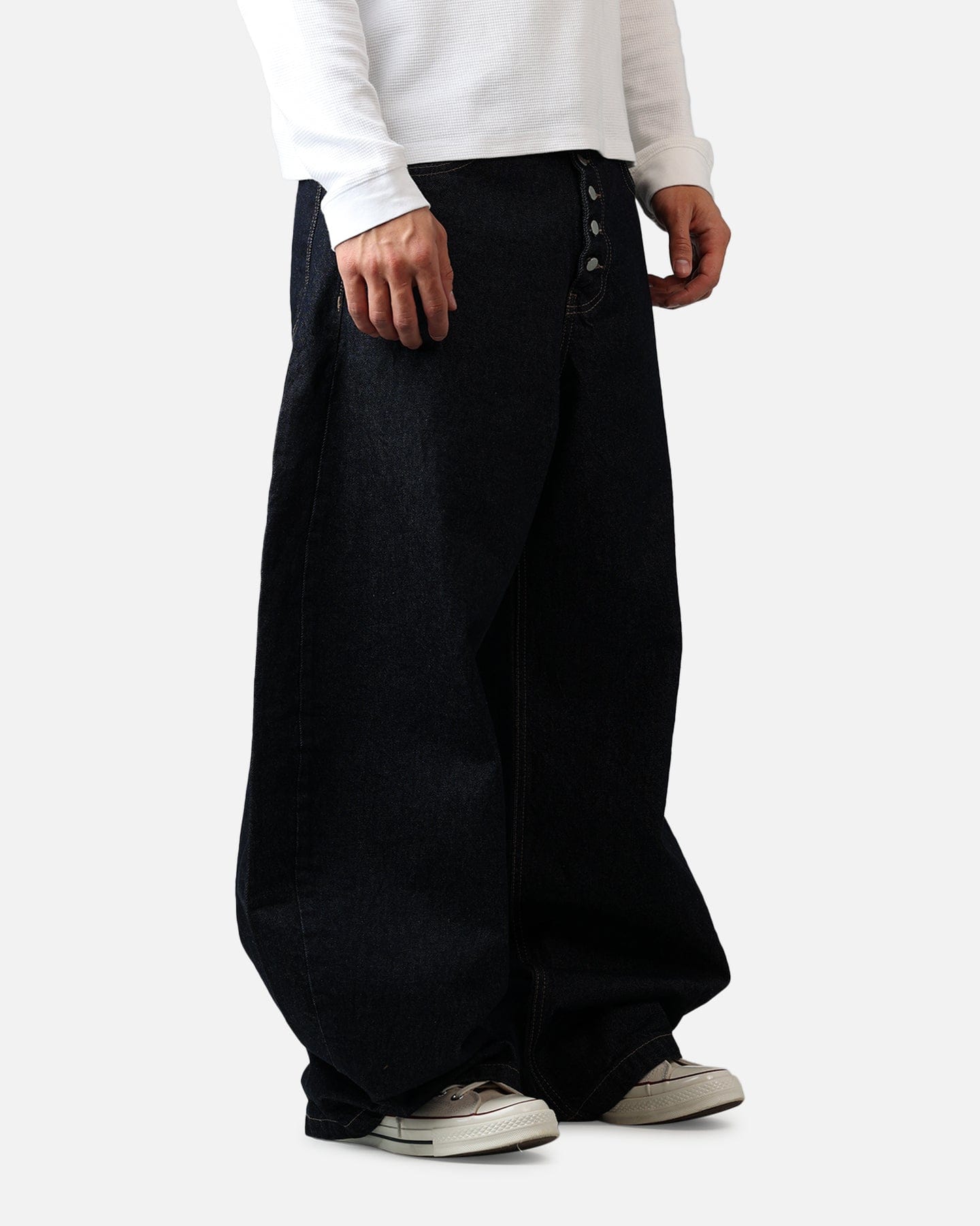MNML Exposed Shank Barrel Denim Pants Rinse Indigo