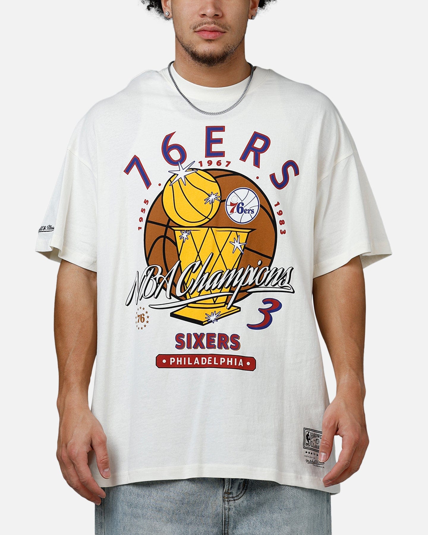 Mitchell & Ness Philadelphia 76ers Championship Report "Champ Pack" T-Shirt Egret