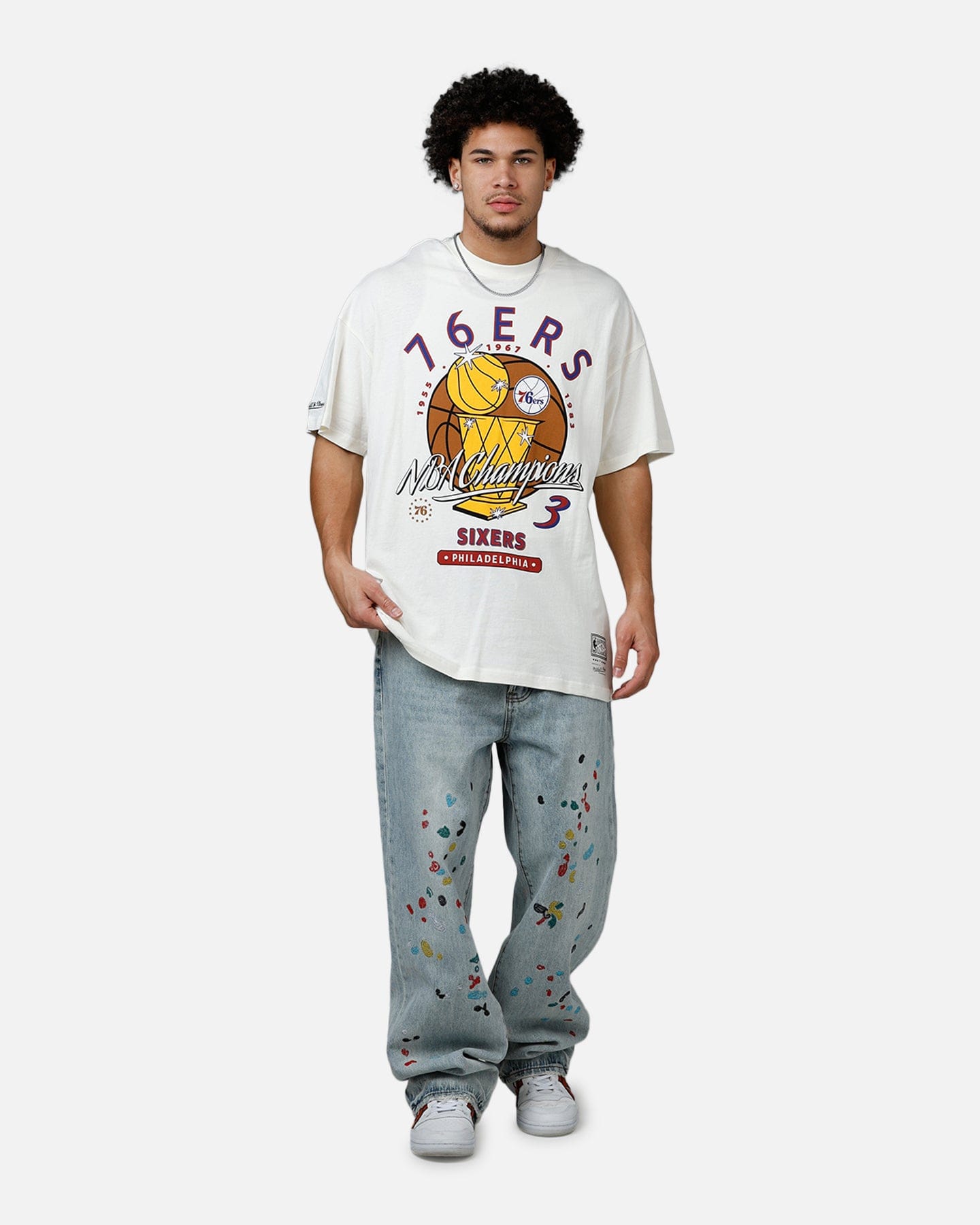 Mitchell & Ness Philadelphia 76ers Championship Report "Champ Pack" T-Shirt Egret