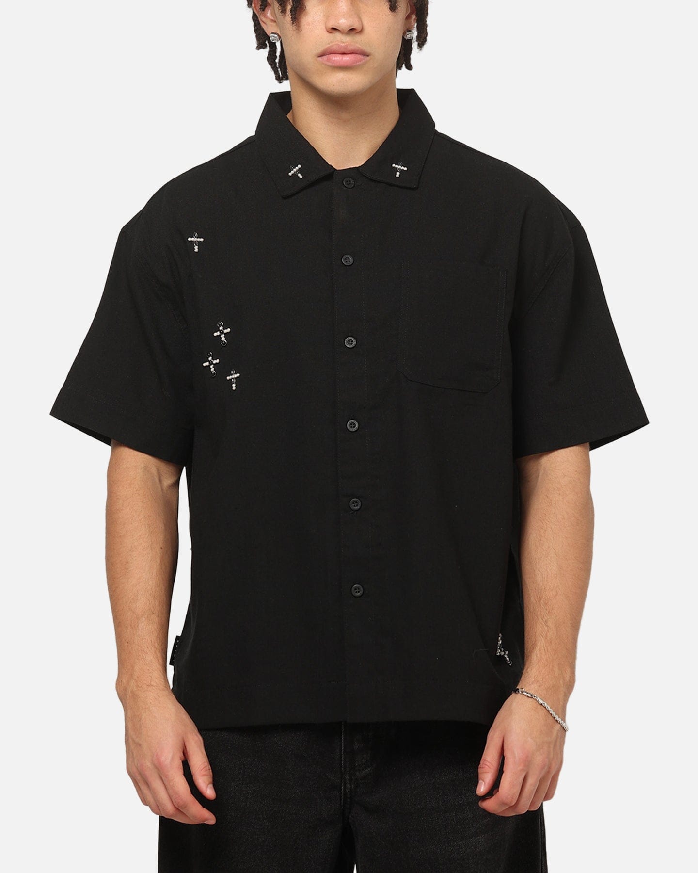 Saint Morta Credo Linen Button Up Shirt Black