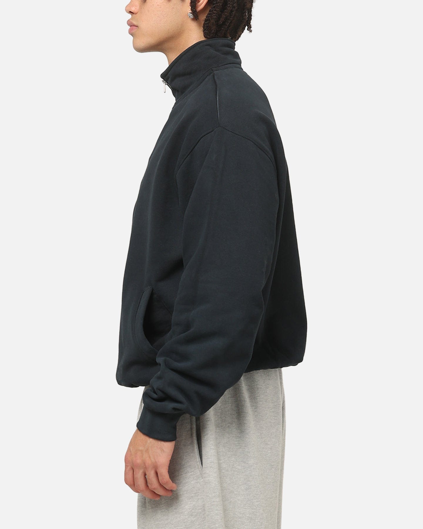 American Thrift Leisure Quarter Zip Mock Neck Sweater Washed Black