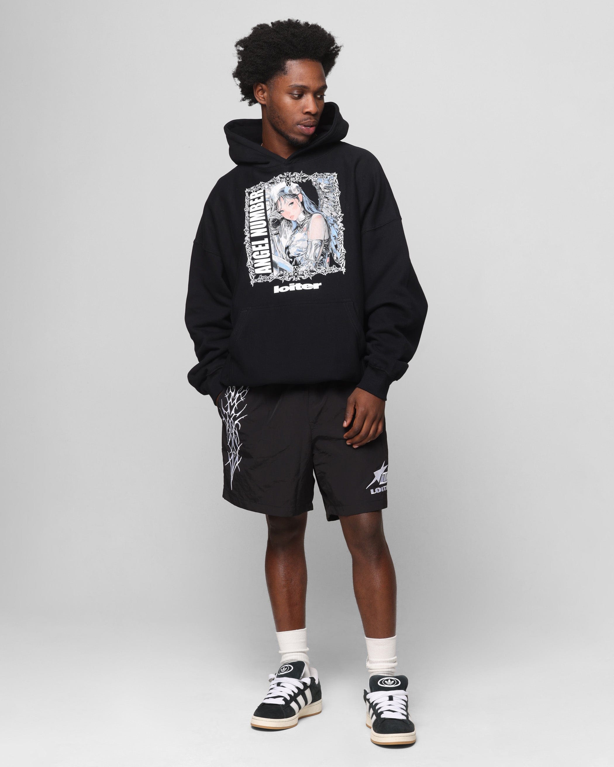Loiter Angel Number Hoodie Black