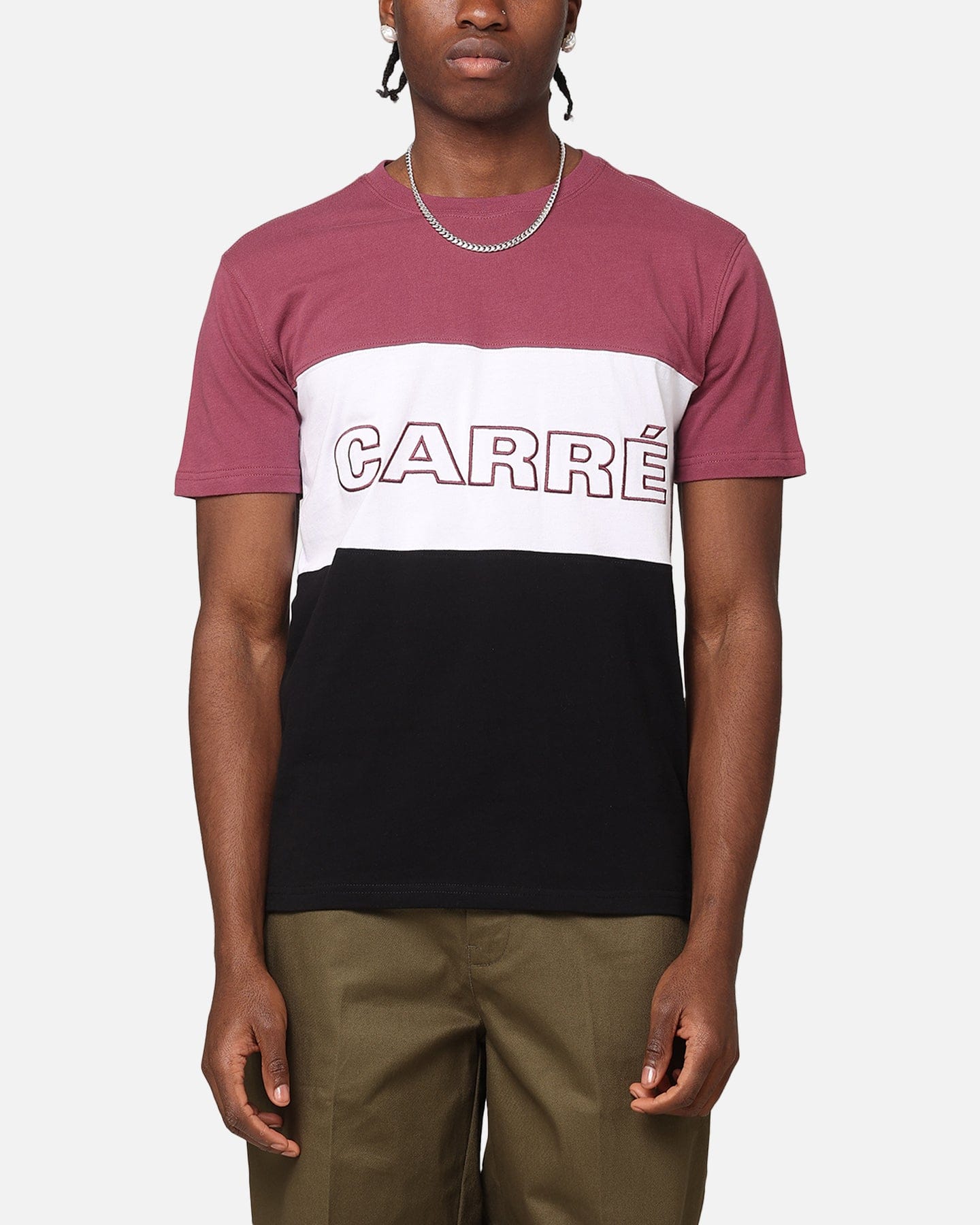 Carre Boost Panel T-Shirt Maroon/White/Black