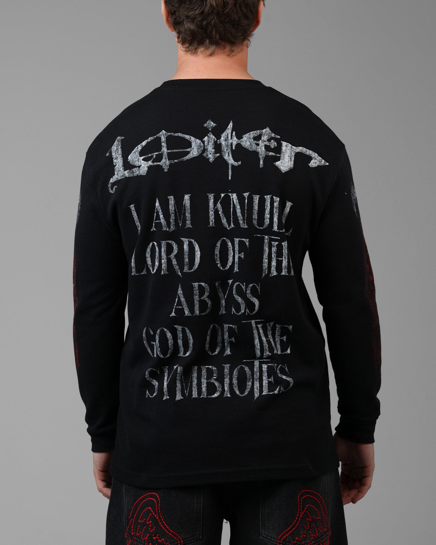 Loiter Marvel Knull Long Sleeve Waffle T-Shirt Black