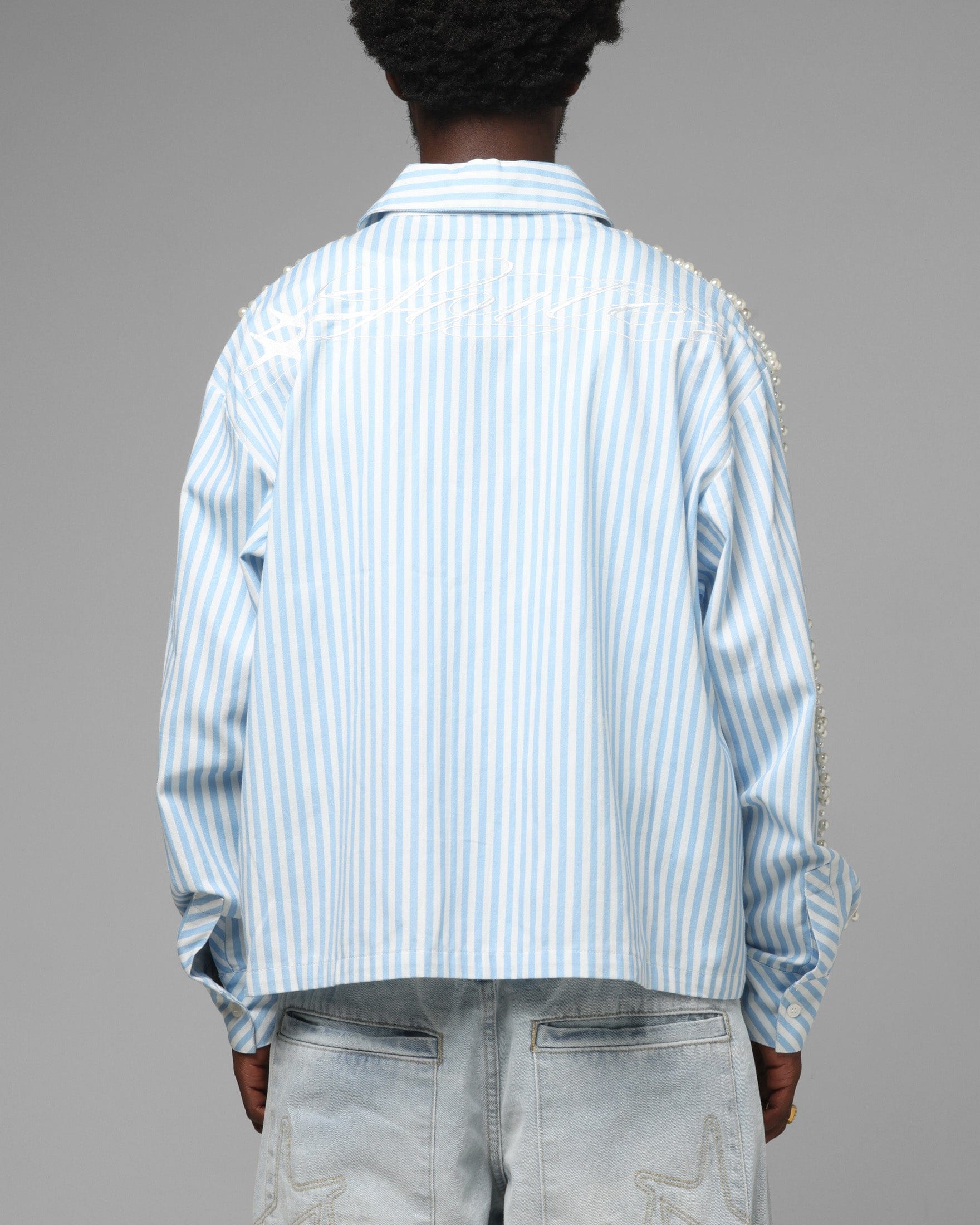 Loiter Pearl Button Up Shirt Blue Stripe