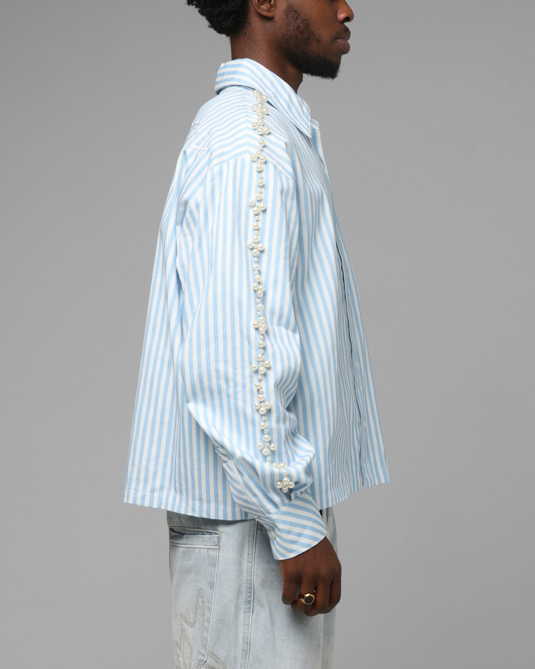 Loiter Pearl Button Up Shirt Blue Stripe