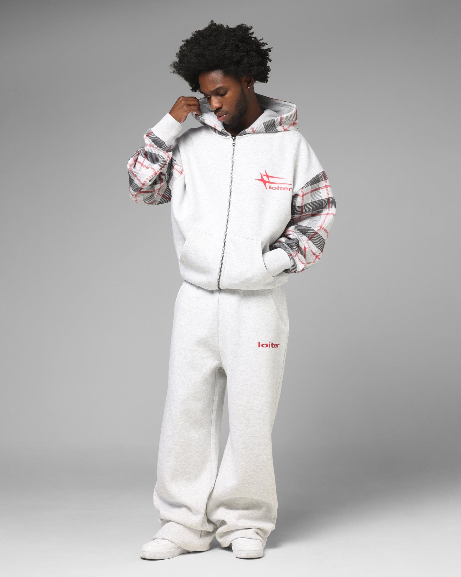 Loiter Ultra Hybrid Zip Hoodie Off White/Red