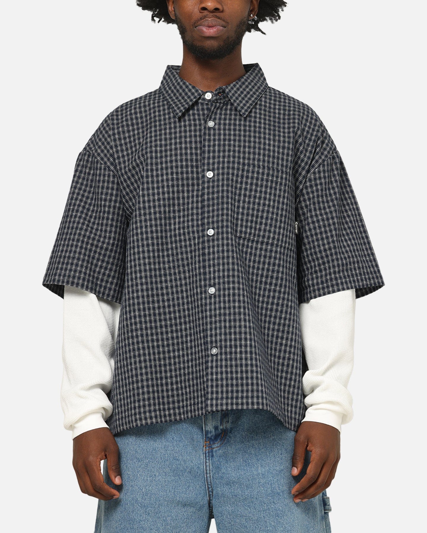 Carre Archive Layered Shirt Navy Plaid