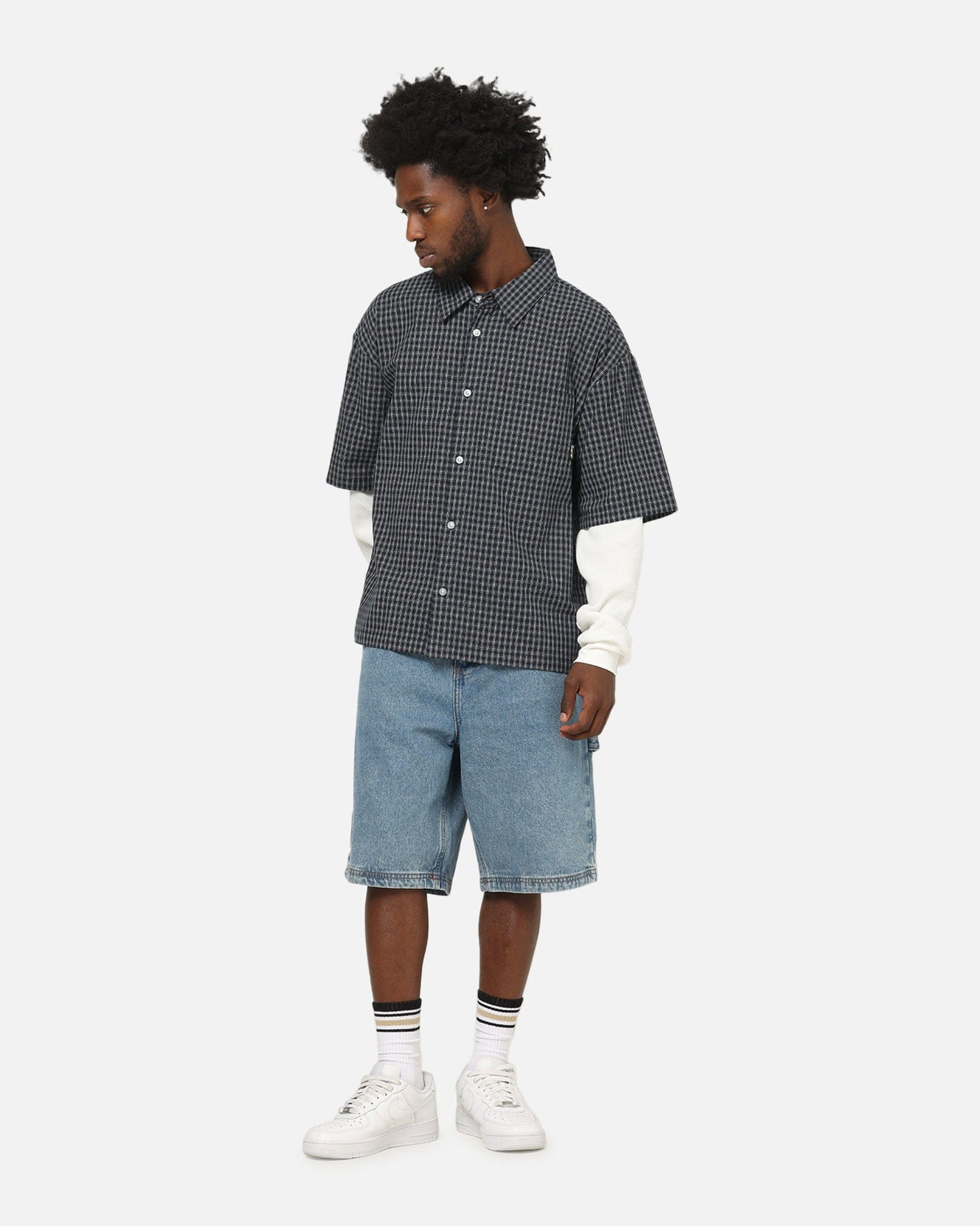 Carre Archive Layered Shirt Navy Plaid