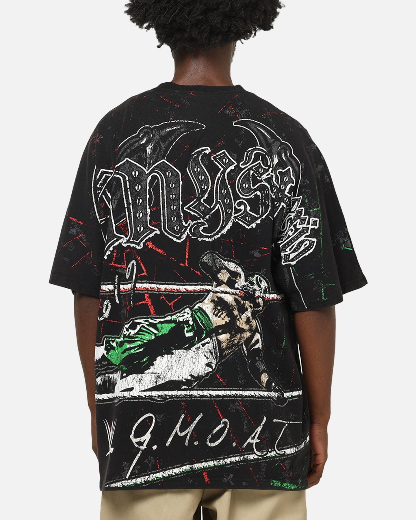 73Studio X WWE 619 All Over Print T-Shirt Black Wash