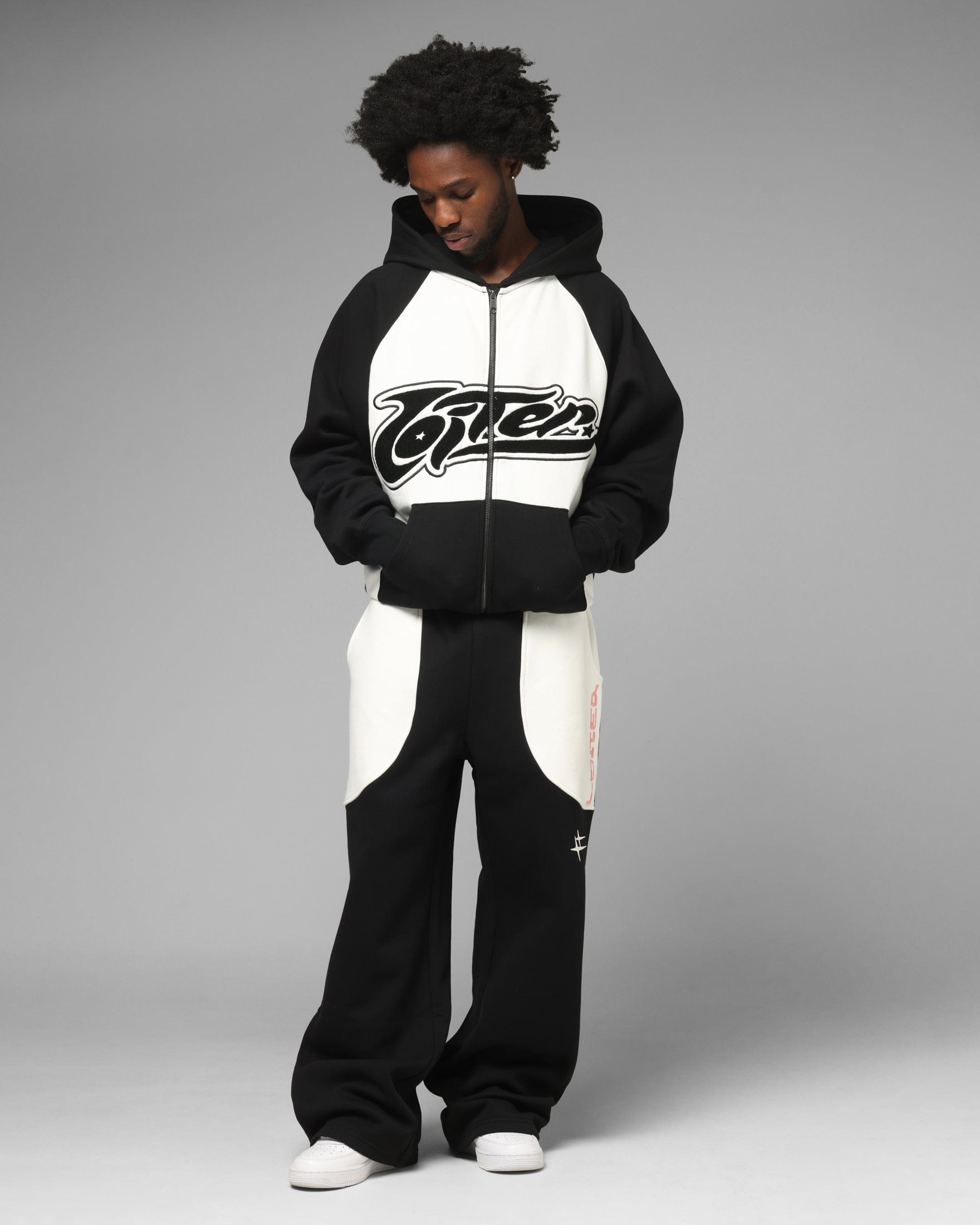 Loiter Jet Stream Zip Hoodie Black/White
