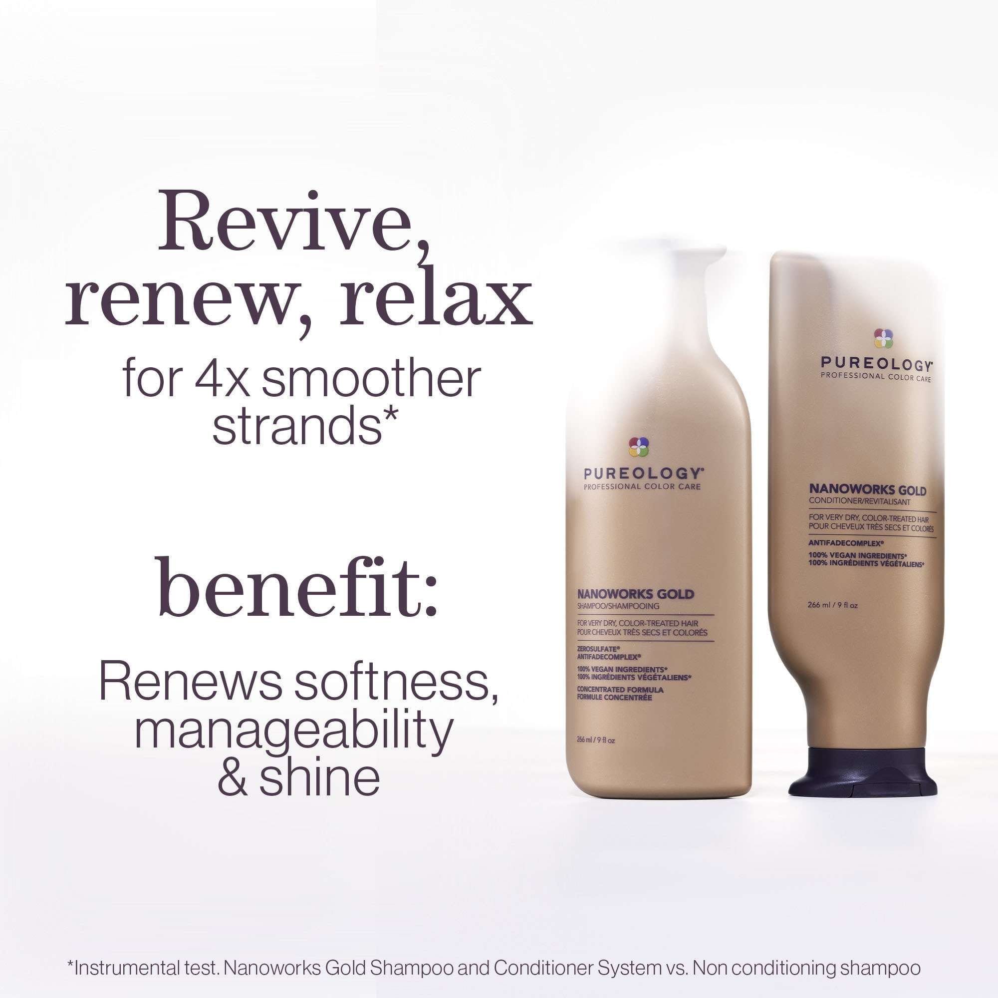 Pureology Nanoworks Gold Shampoo For Dry Tired Colour-Treated Hair, Restores Shine 266ml