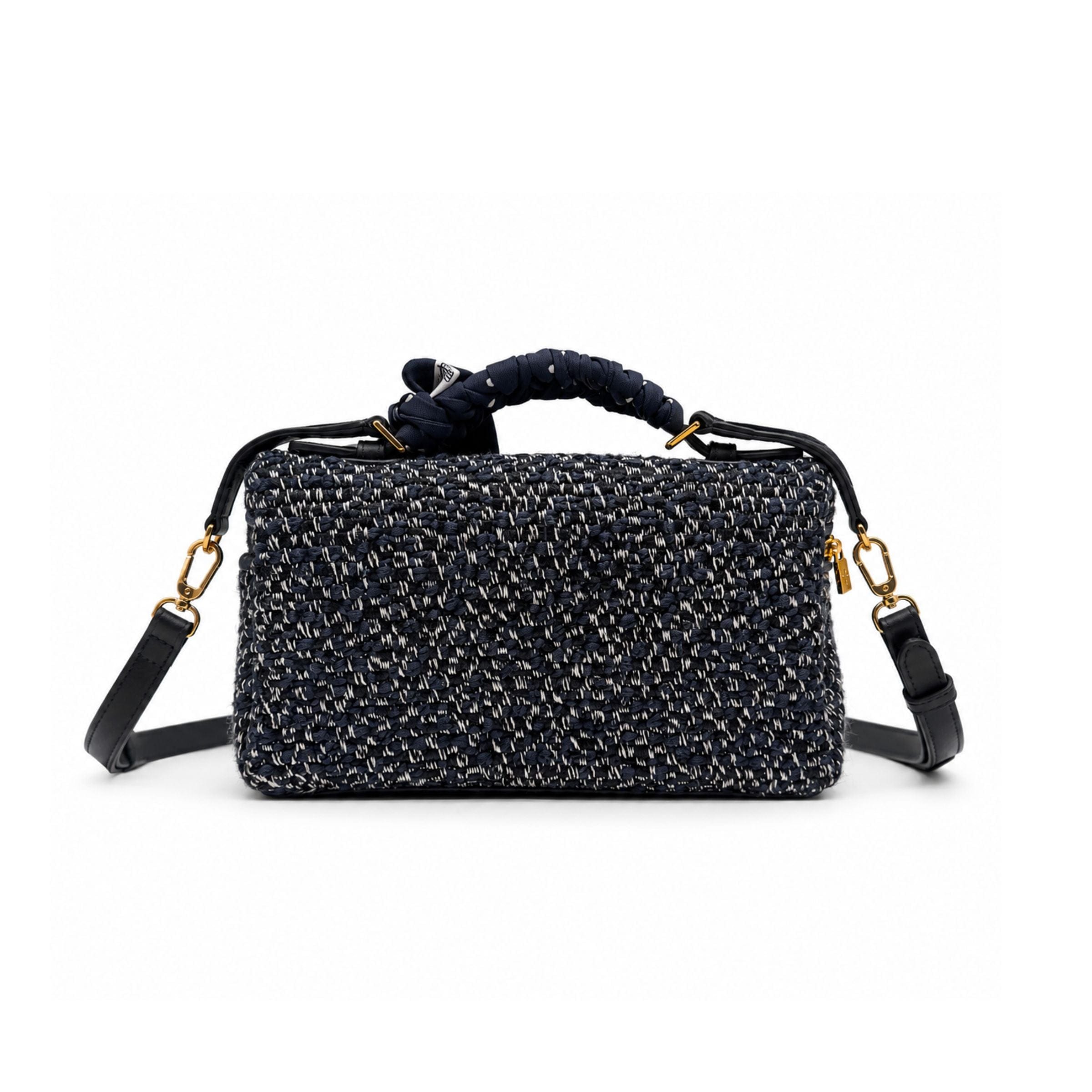 Loro Piana L19 Blue Tweed Silk Scarf Crossbody Bag