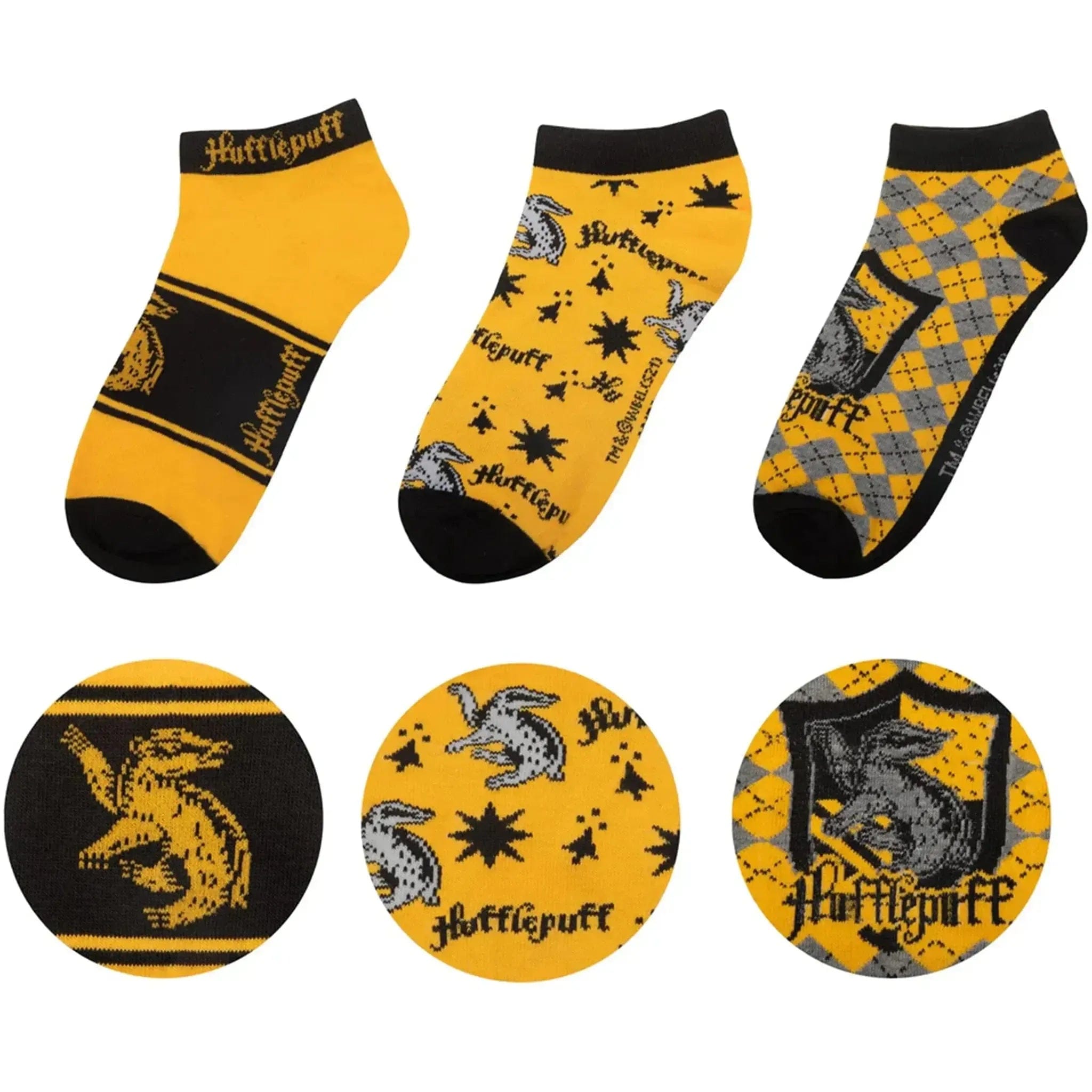 Cinereplicas Harry Potter - Adult-Size Hufflepuff Unisex Ankle Socks (3 Pairs) - Cinereplicas