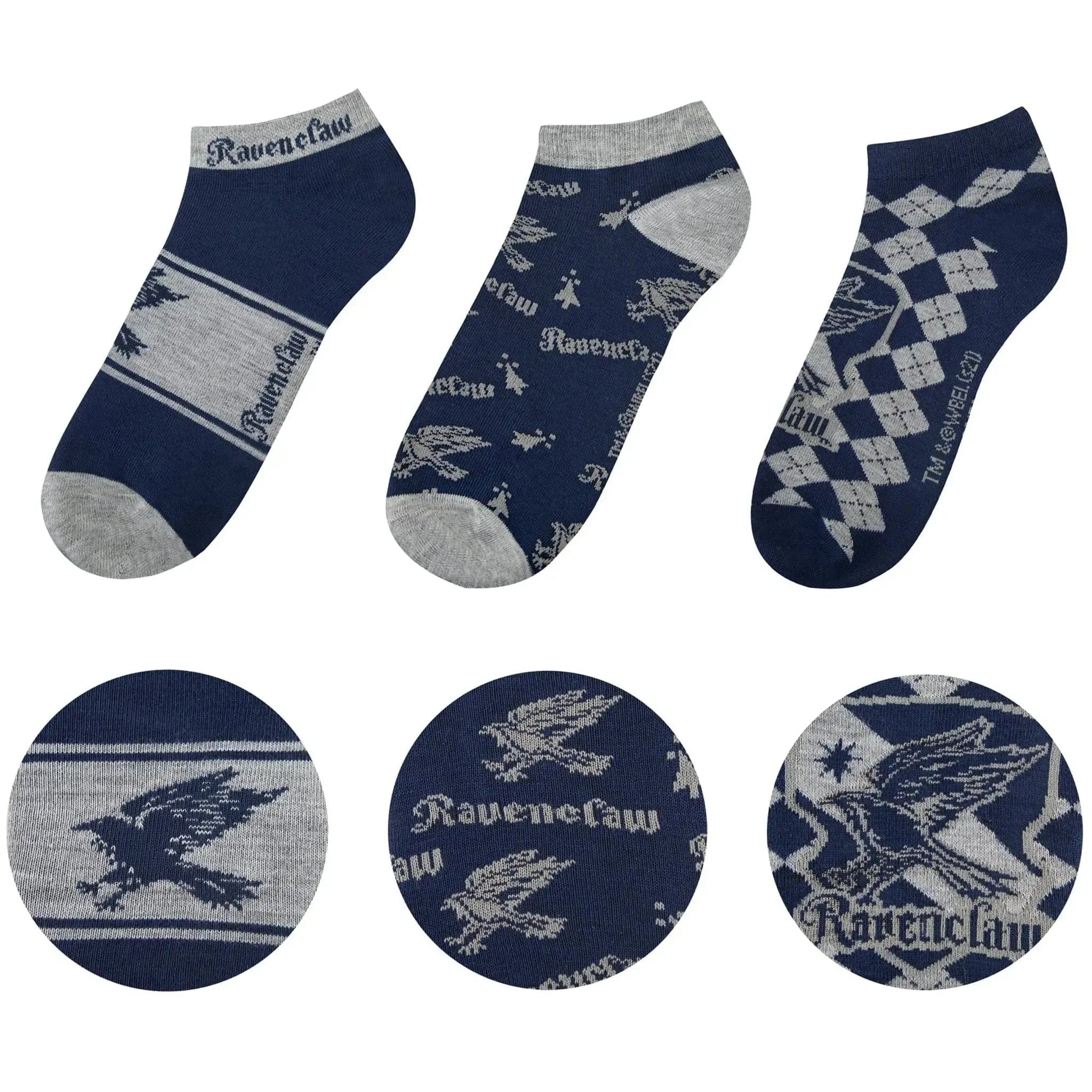 Cinereplicas Harry Potter - Adult-Size Ravenclaw Unisex Ankle Socks (3 Pairs) - Cinereplicas