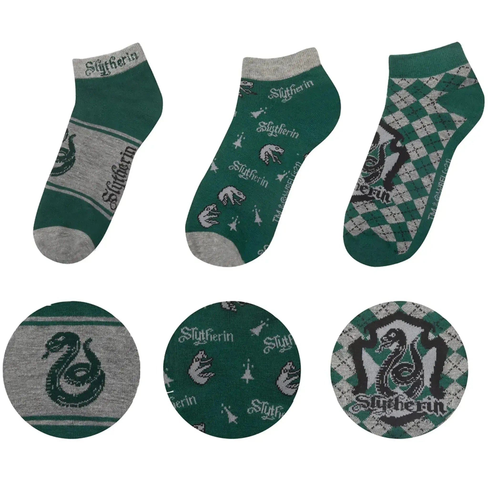 Cinereplicas Harry Potter - Adult-Size Slytherin Unisex Ankle Socks (3 Pairs) - Cinereplicas