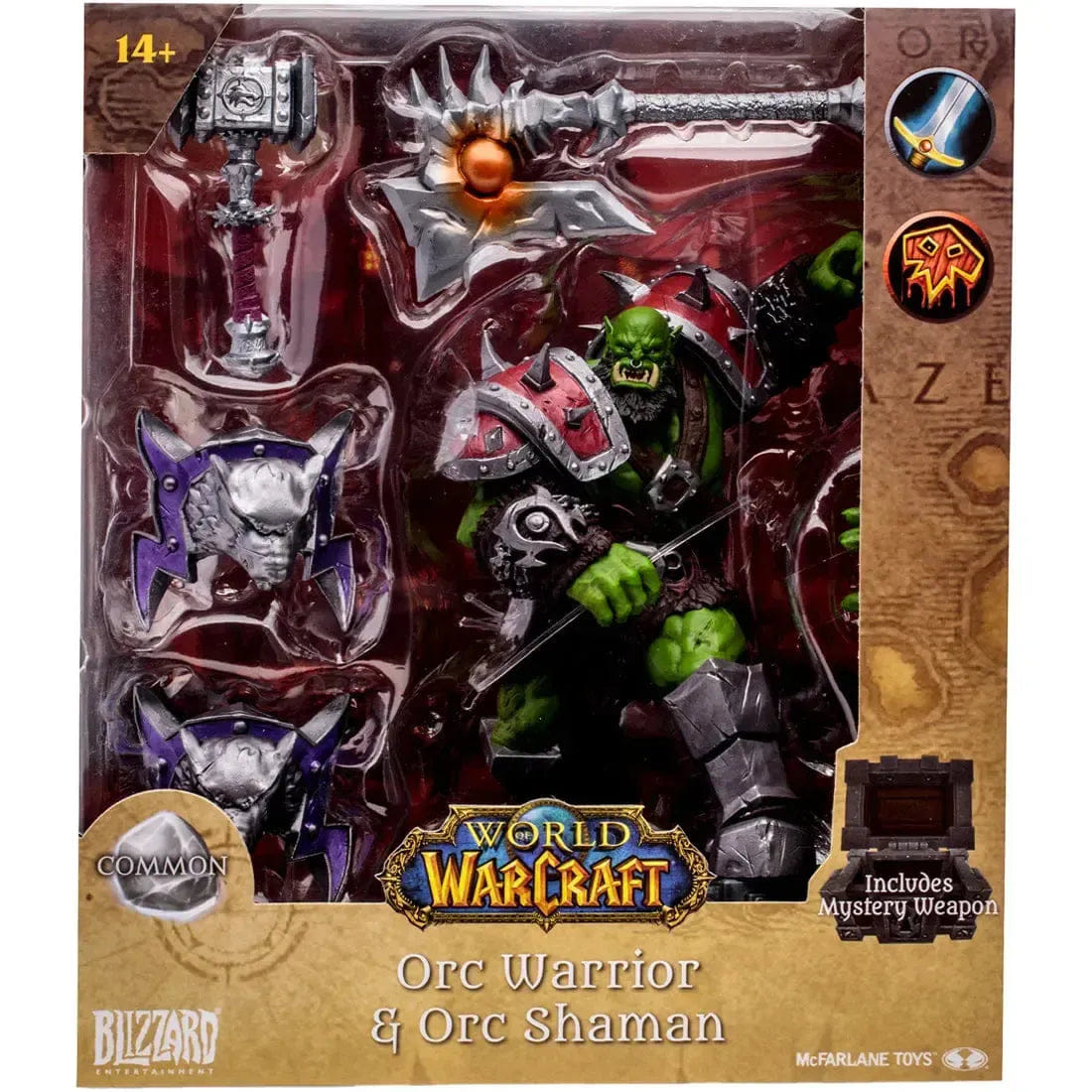McFarlane Toys World of Warcraft - Orc Warrior & Orc Shaman with Mystery Weapon Action Figure (1:12 Scale) - McFarlane Toys