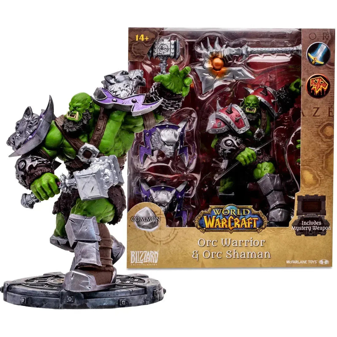 McFarlane Toys World of Warcraft - Orc Warrior & Orc Shaman with Mystery Weapon Action Figure (1:12 Scale) - McFarlane Toys