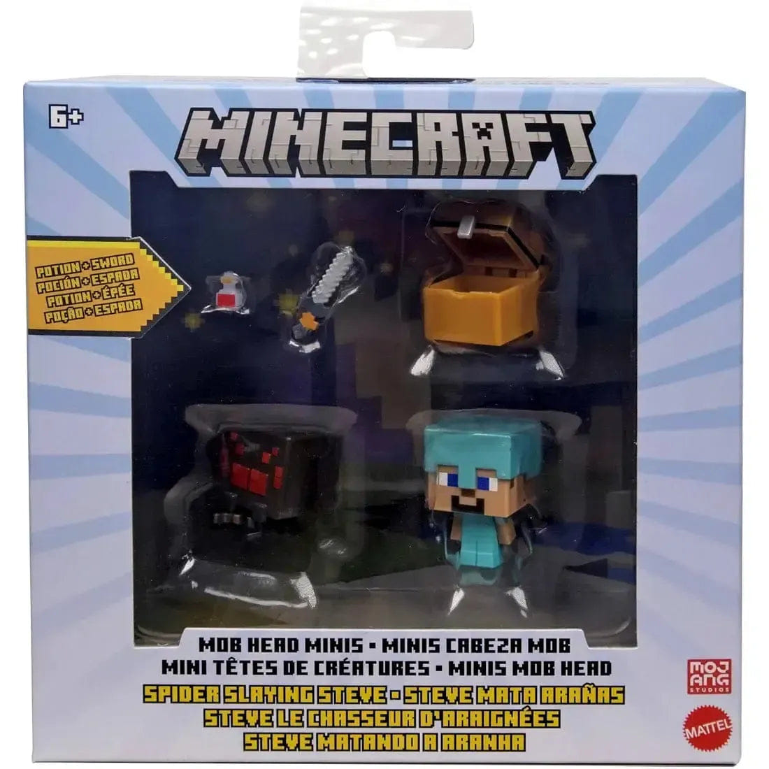Mattel Minecraft - Spider Slaying Steve Mini Action Figure Set (1.5") - Mattel - Mob Head Minis Series