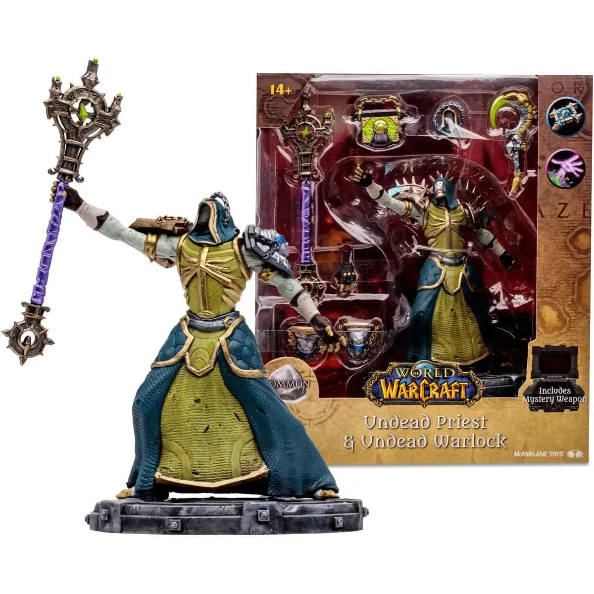 McFarlane Toys World of Warcraft - Undead Priest & Undead Warlock with Mystery Weapon Action Figure (1:12 Scale) - McFarlane Toys