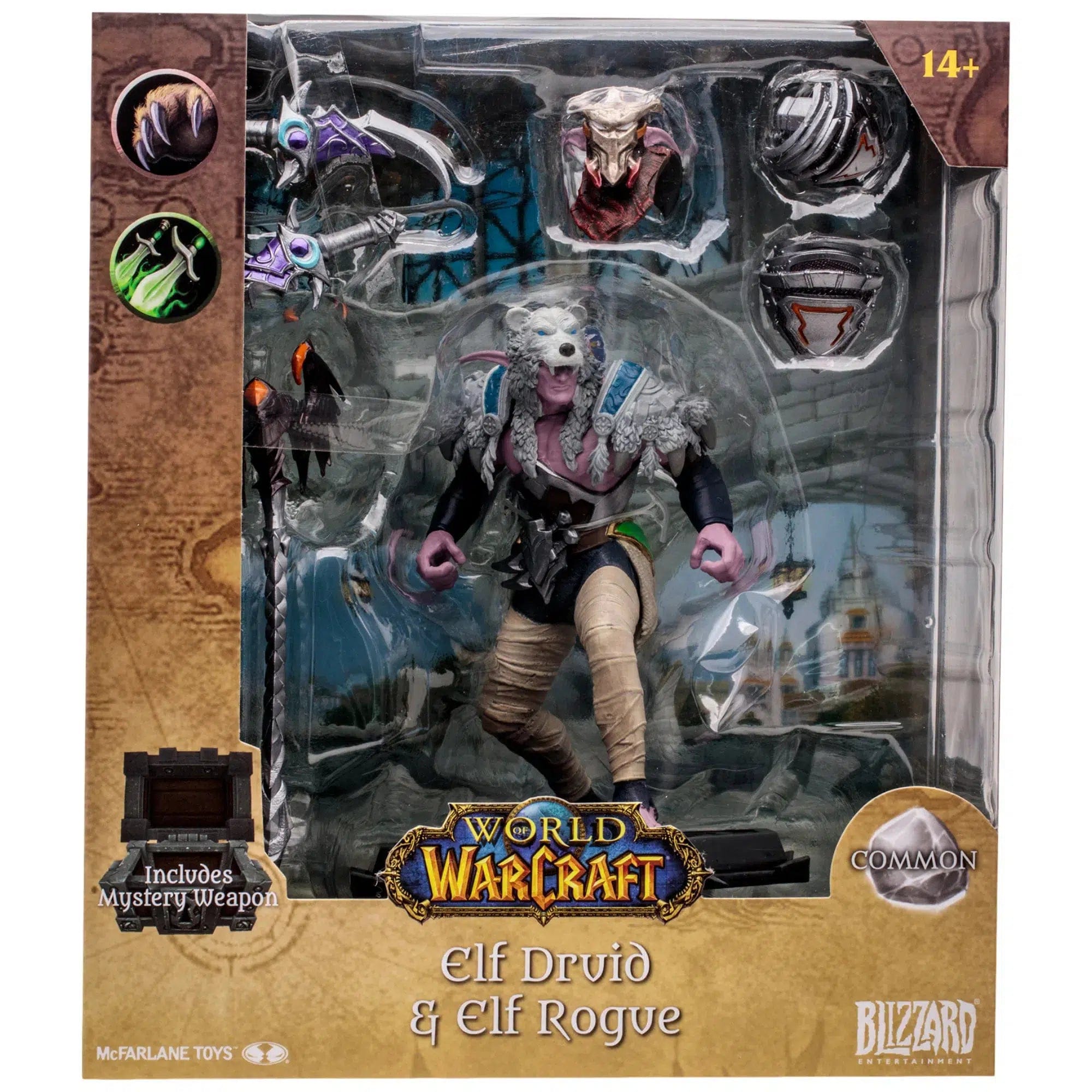 McFarlane Toys World of Warcraft - Elf Druid & Eld Rogue Action Figure with Mystery Weapon (7") - McFarlane Toys