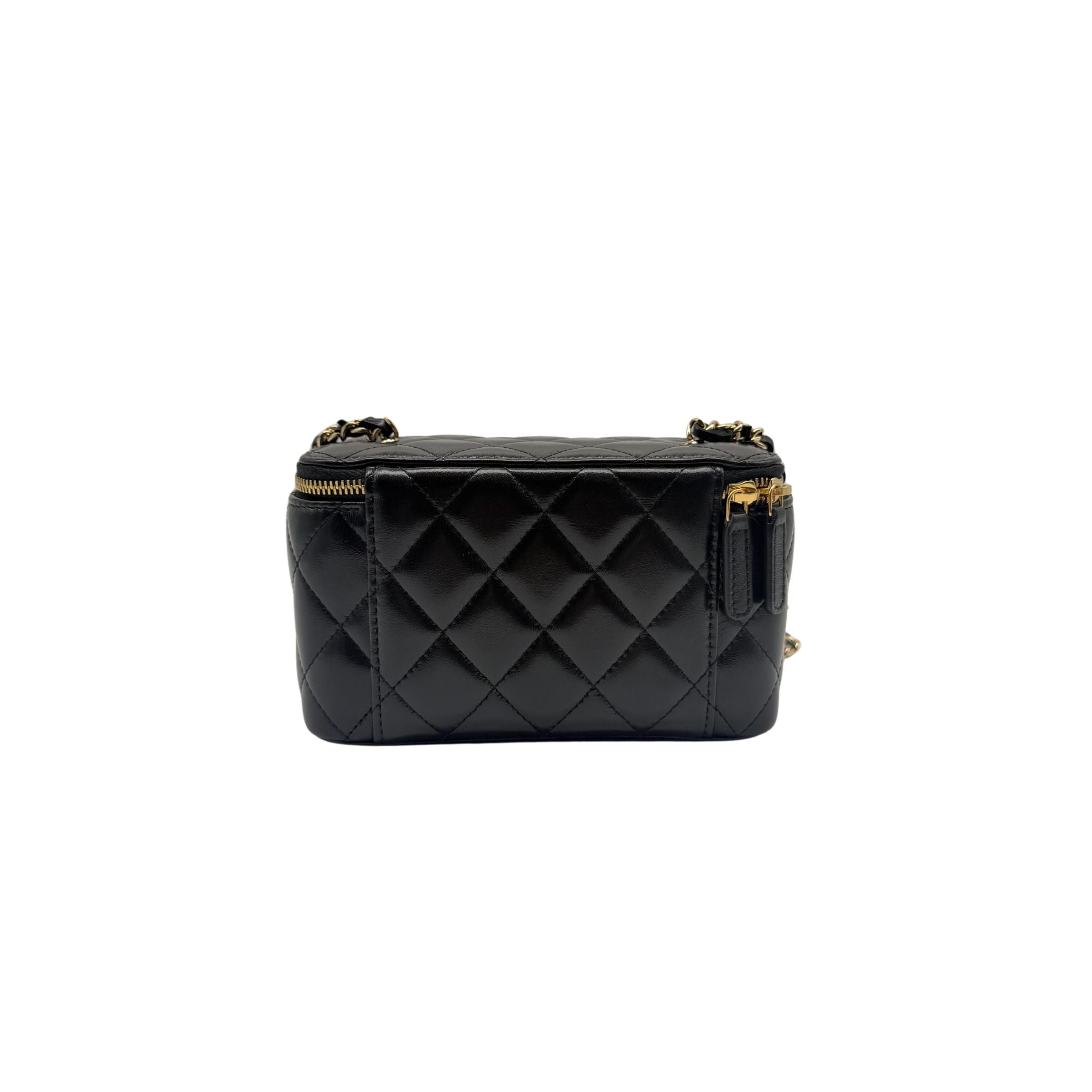 Chanel Vanity with Pearl Shiny Black Crossbody Bag