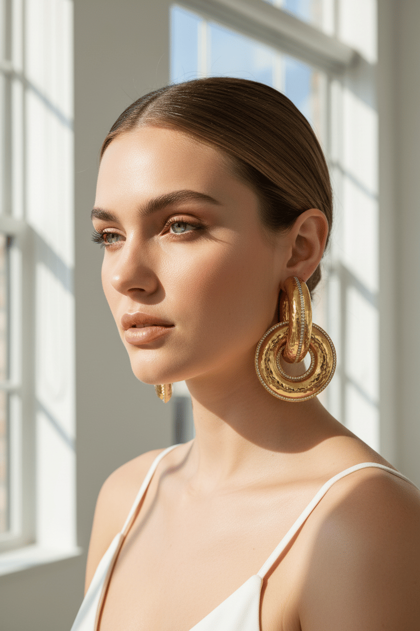 Schiaparelli Hammered Oversized Earrings