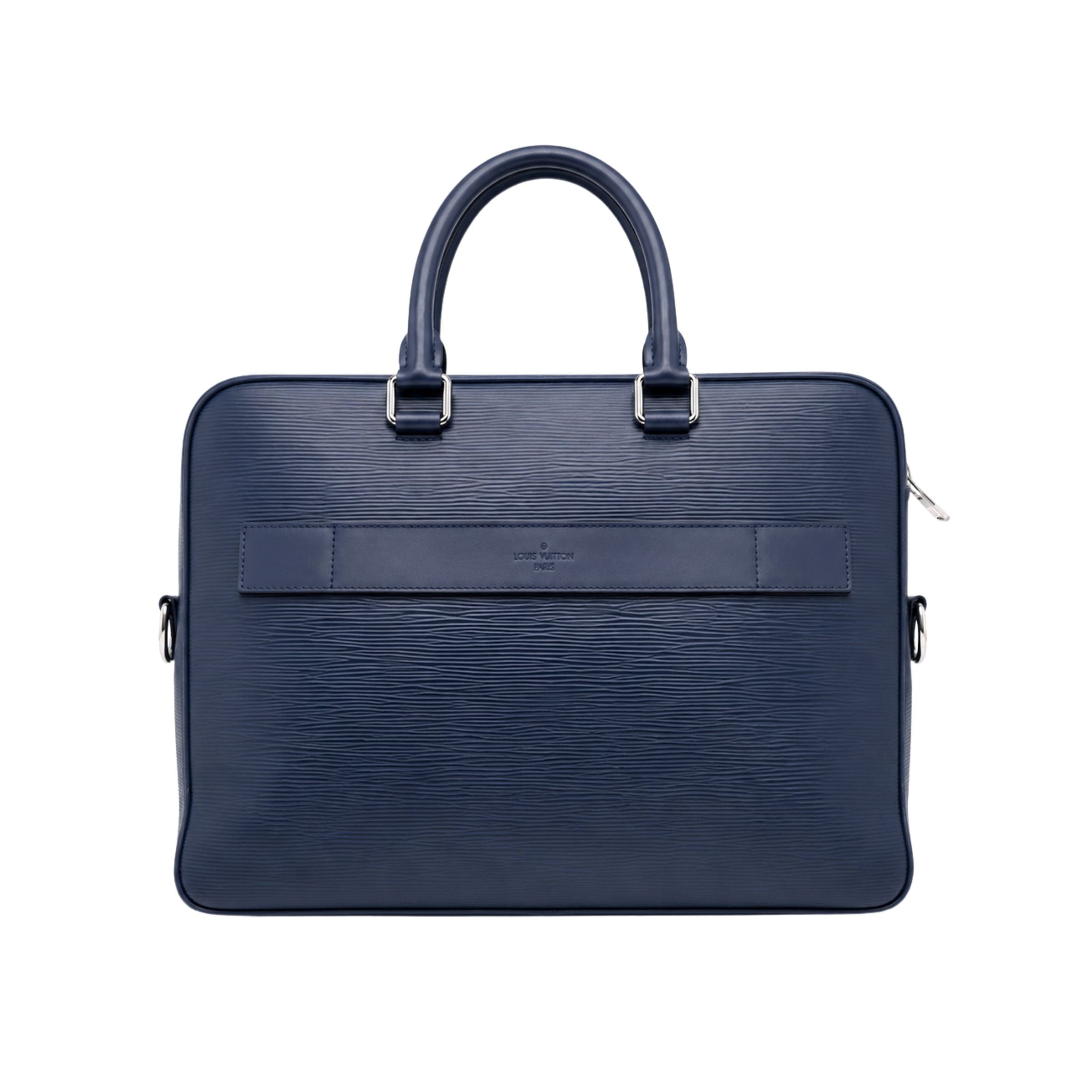 Louis Vuitton Epi Port Document Blue Briefcase
